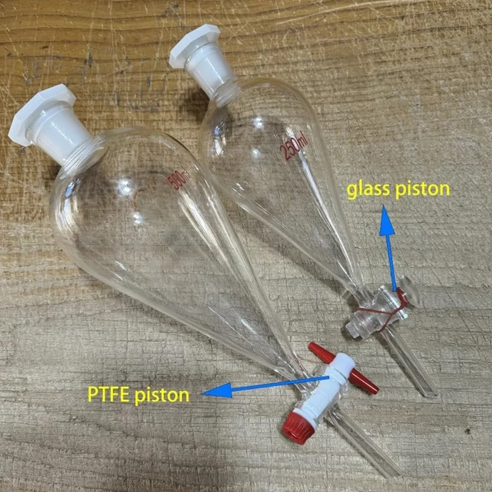 Vetreria da laboratorio Imbuto separatore a forma di laboratorio da 125 ml a 1000 ml for esperimenti di separazione(1000ml (PTFE piston))