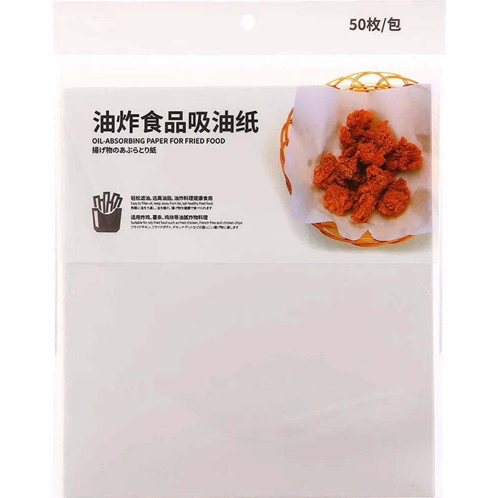 Fogli assorbenti olio, 50 pezzi Carta assorbente olio per ambiente cottura Carta da fritta Tempura filtro per barbecue fritta