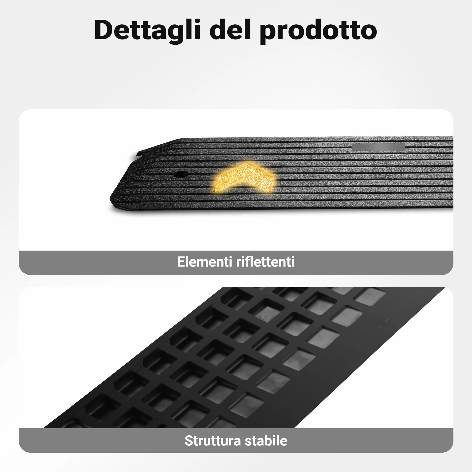Wiltec Rampa in gomma per marciapiede e soglia 1100 x 406 x 50 mm max 50 t con elementi riflettenti