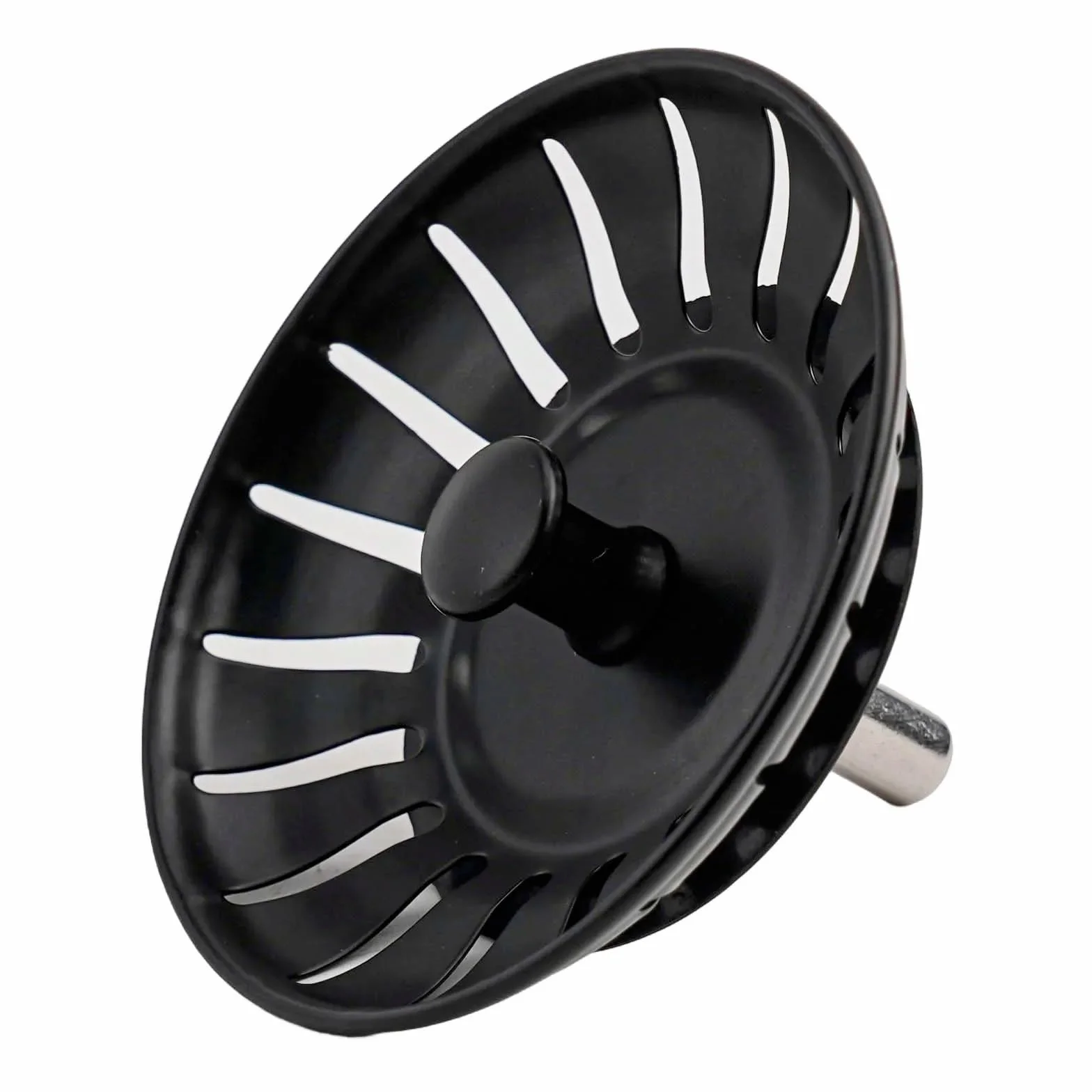 Tappo per lavello in acciaio inox 304, nero, 8 cm, tappo di scarico per cucina e bagno, con guarnizione in gomma