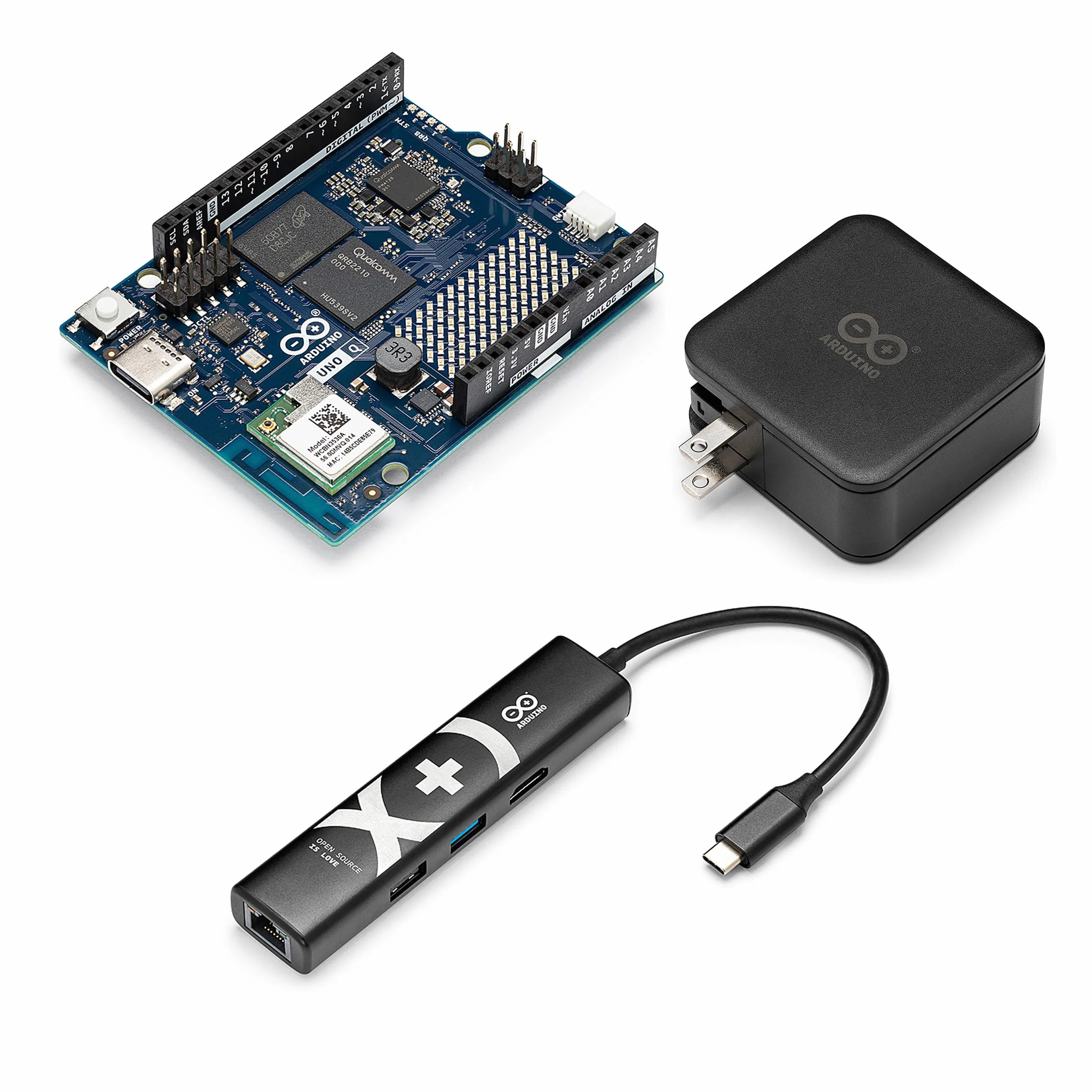 Arduino UNO Q 4GB Bundle – USB-C Hub & Power Supply | Kit SBC AI + Linux con Wi-Fi, Bluetooth & Uscita 4K