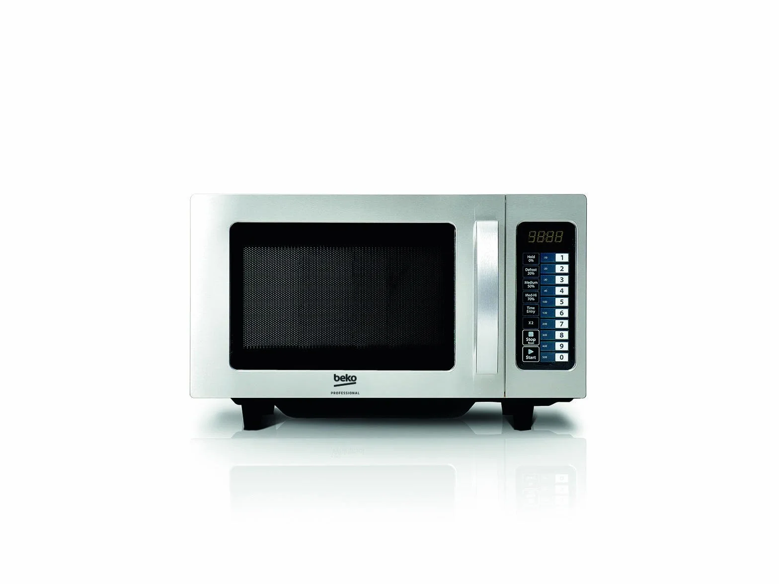 Beko Professional PRO 25IX_BP - Forno a microonde, capacità 25 litri, in acciaio inox, 36,4 x 51,1 x 31,1 cm, senza piatto girevole, finestra in ceramica