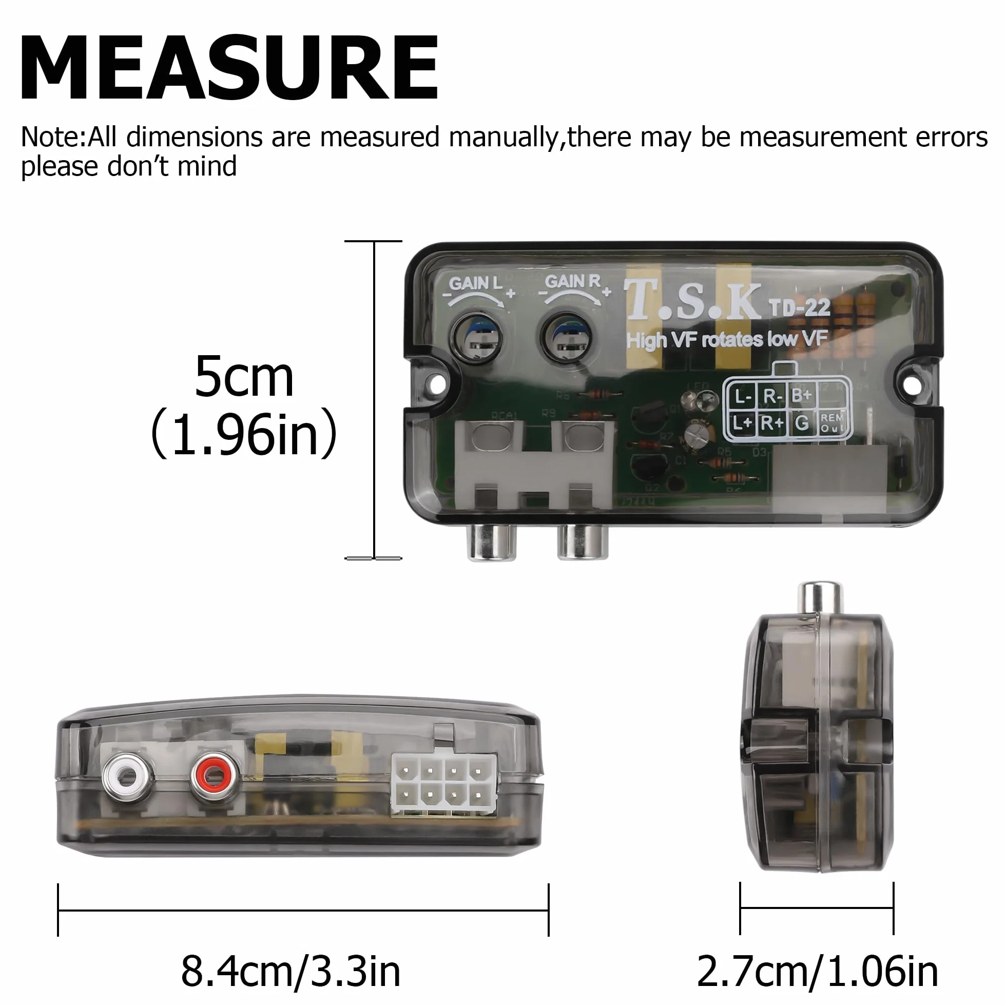YAODHAOD Auto Stereo Audio High to Low Altoparlante Impedenza Convertitore Audio Signal Adapter Altoparlante Uscita a RCA High to Low Line Control Output Converter per Auto Amp Subwoofer Amplificatore