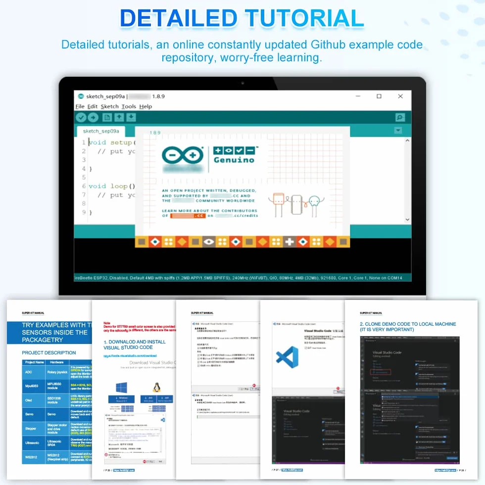 GeeekPi Ultimate Starter Kit, compatibile con Arduino UNO, Arduino Mega 2560, ESP32-WROVER, Raspberry Pi Pico W per principianti RPi e ingegneri software, Multi MCU Dev Board, sensori, tutorial