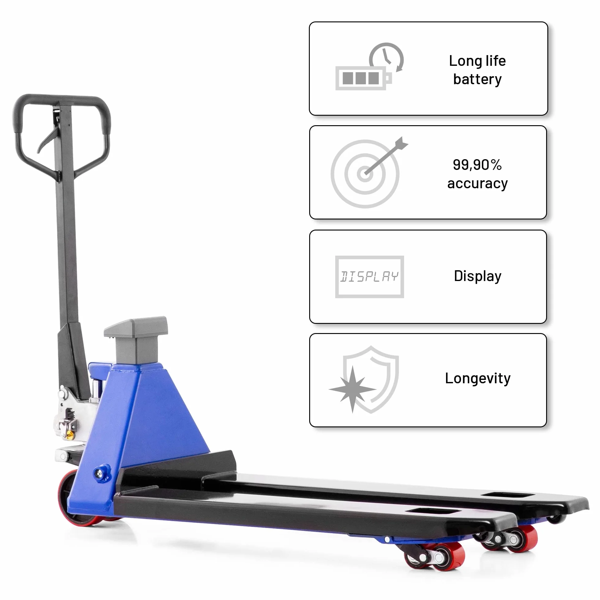 Pallit Transpallet Manuale con Bilancia Integrata SCALE+ | Portata 2500 kg | Pesatura 0,5 kg | Forche 1150 mm | Ruote in PU | Garanzia 5 Anni