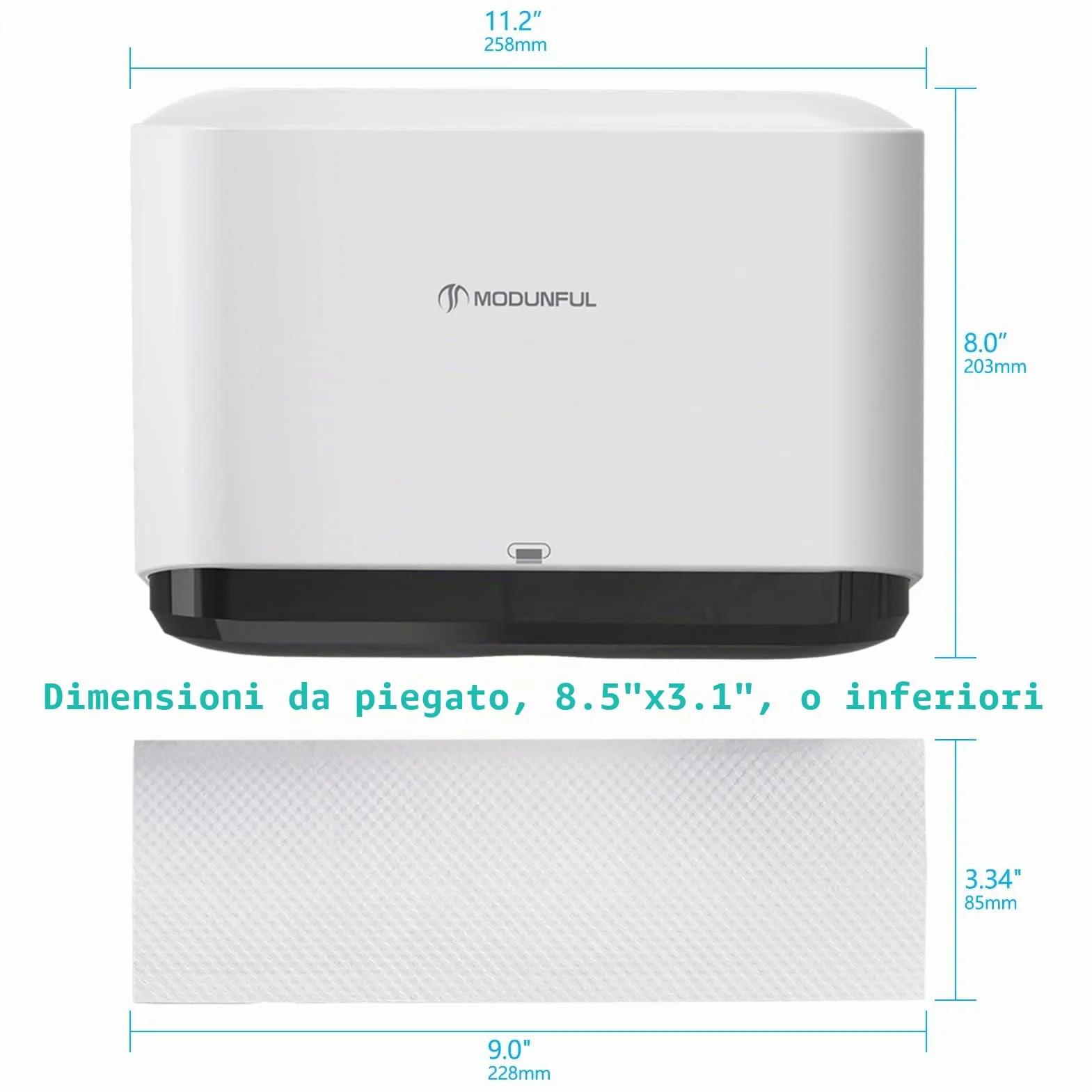 Dispenser Carta Asciugamani a Parete Commerciale, Salviette Bagno, Installazione Senza Fori, Bianco Spazzolato