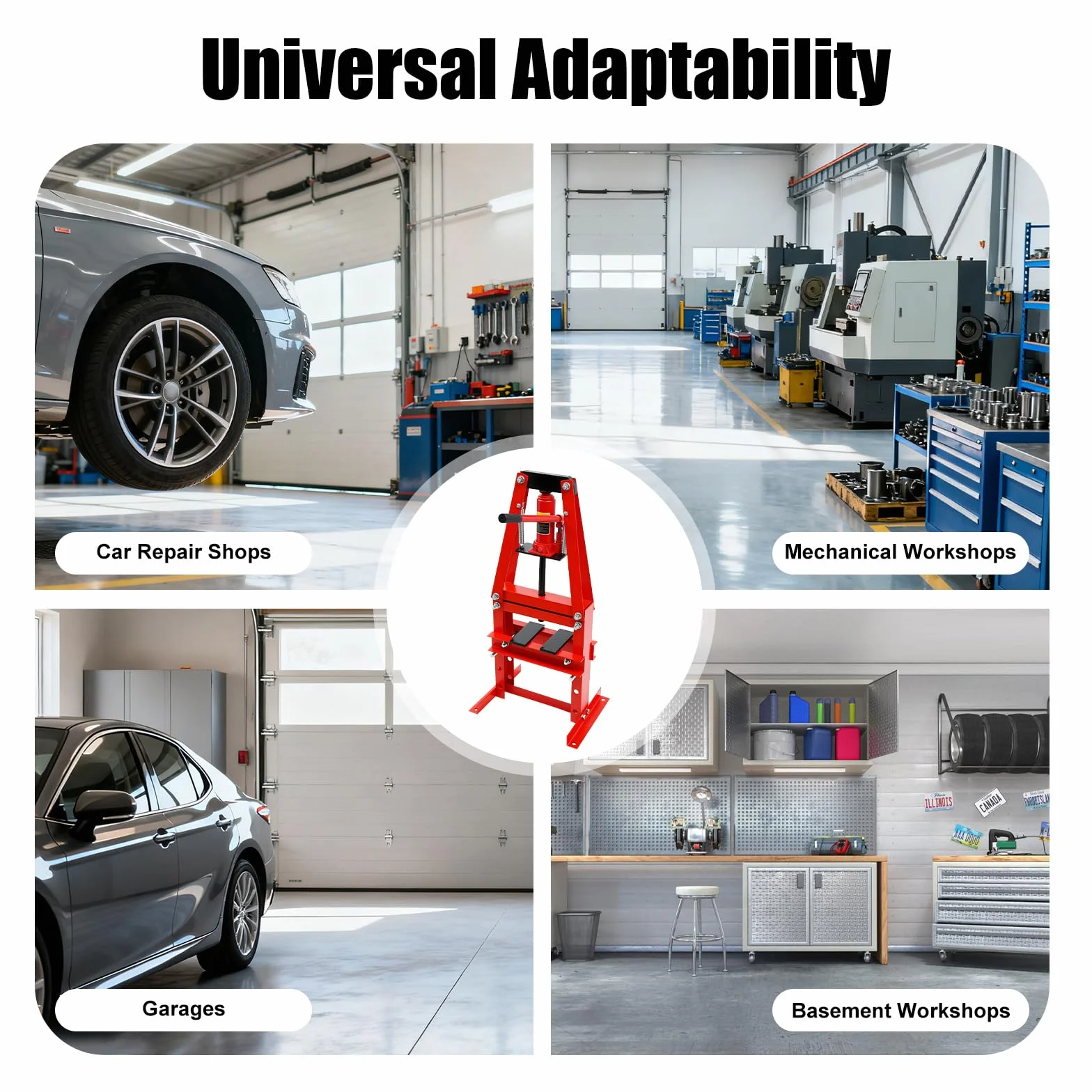 Pressa idraulica Officina 6 tonnellate, Pressa da officina idraulica per auto, Manuale Pressa idraulica Garage, Per la lavorazione dei metalli e riparazione auto, Impugnatura ergonomica
