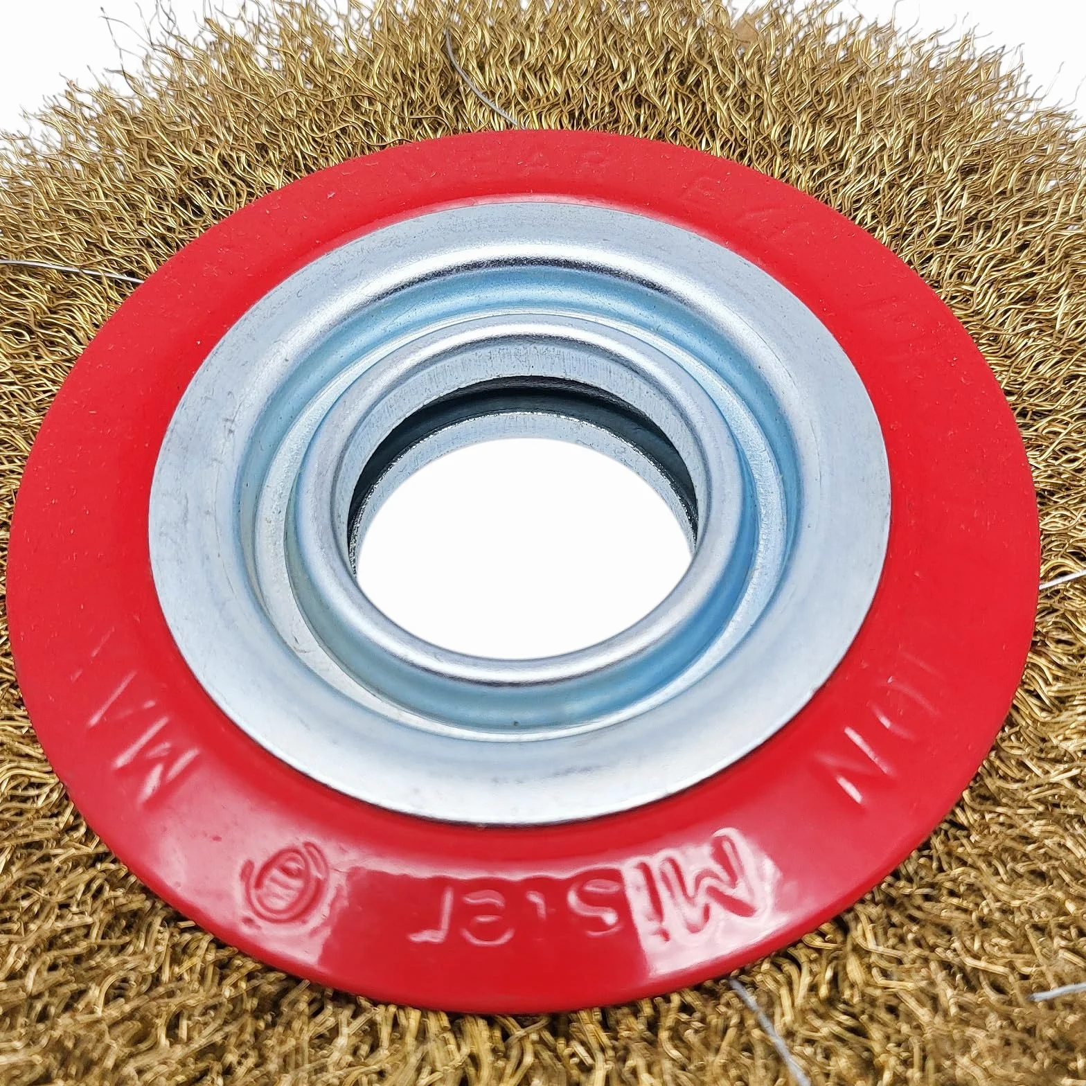FAST WORLD SHOPPING - Spazzola Per Mola Da Banco Setole In Acciaio Ottonato Disco Molatrice 150Mm Con Adattatori Albero Varie Misure Spazzolone Smerigliatrice Da Banco