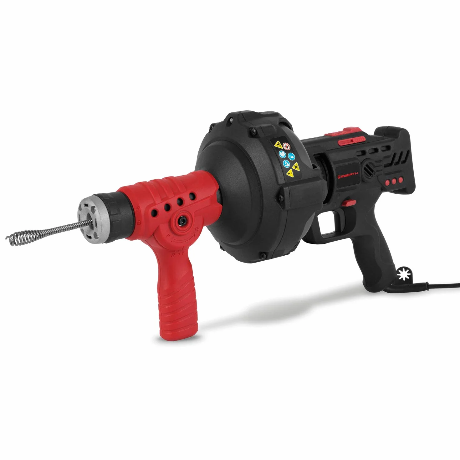 EBERTH Spazzola per Tubi Macchina per la Pulizia dei Tubi Elettrico con Spirale di 7,6m (560 rpm, 230V, Diametro della Spirale 11mm, per Tubi di 2-5 cm di Diametro, Marcia Avanti e Indietro)
