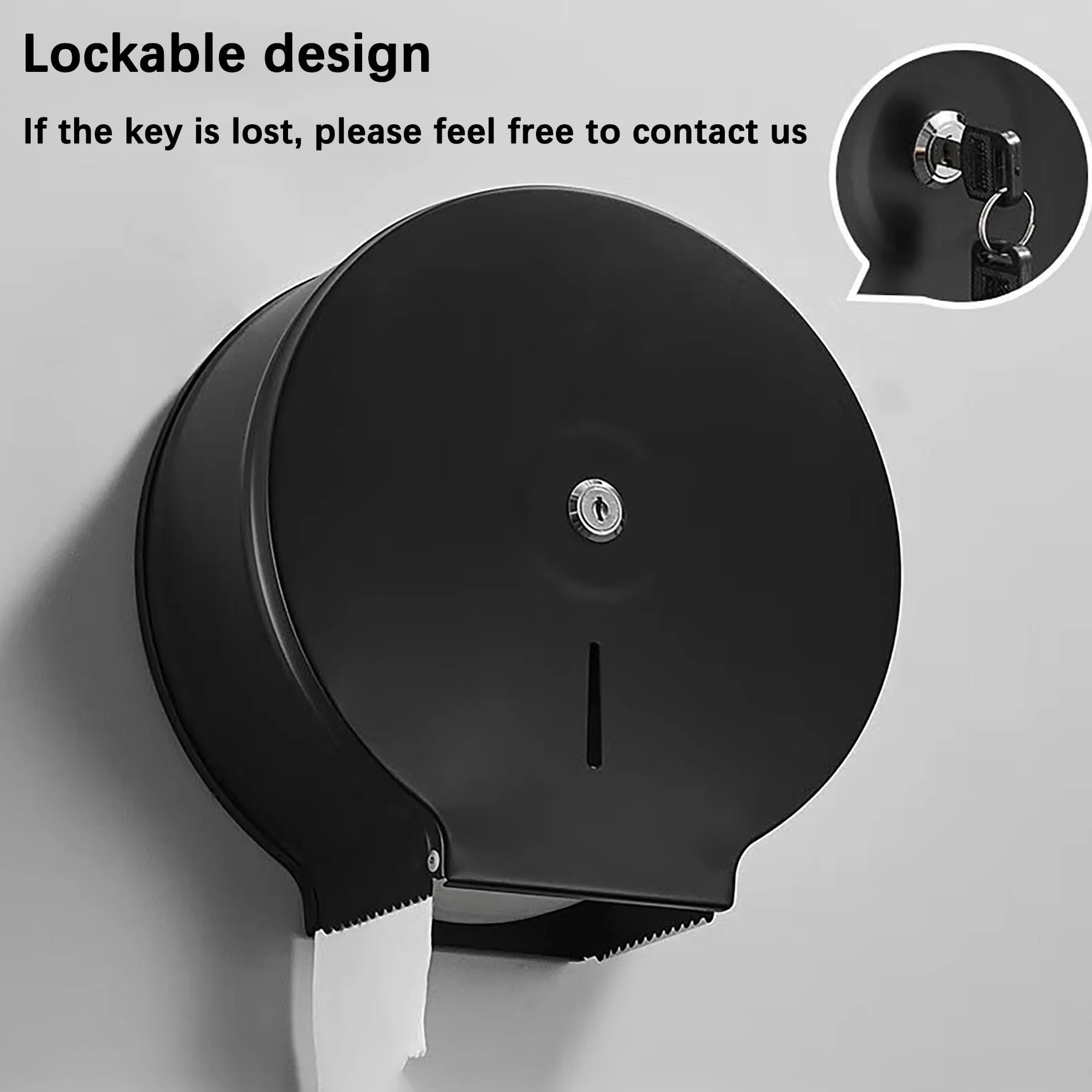NICEME Dispenser di asciugamani di carta, commerciale, blocco, mandrino 40mm, diametro 255mm, Nero