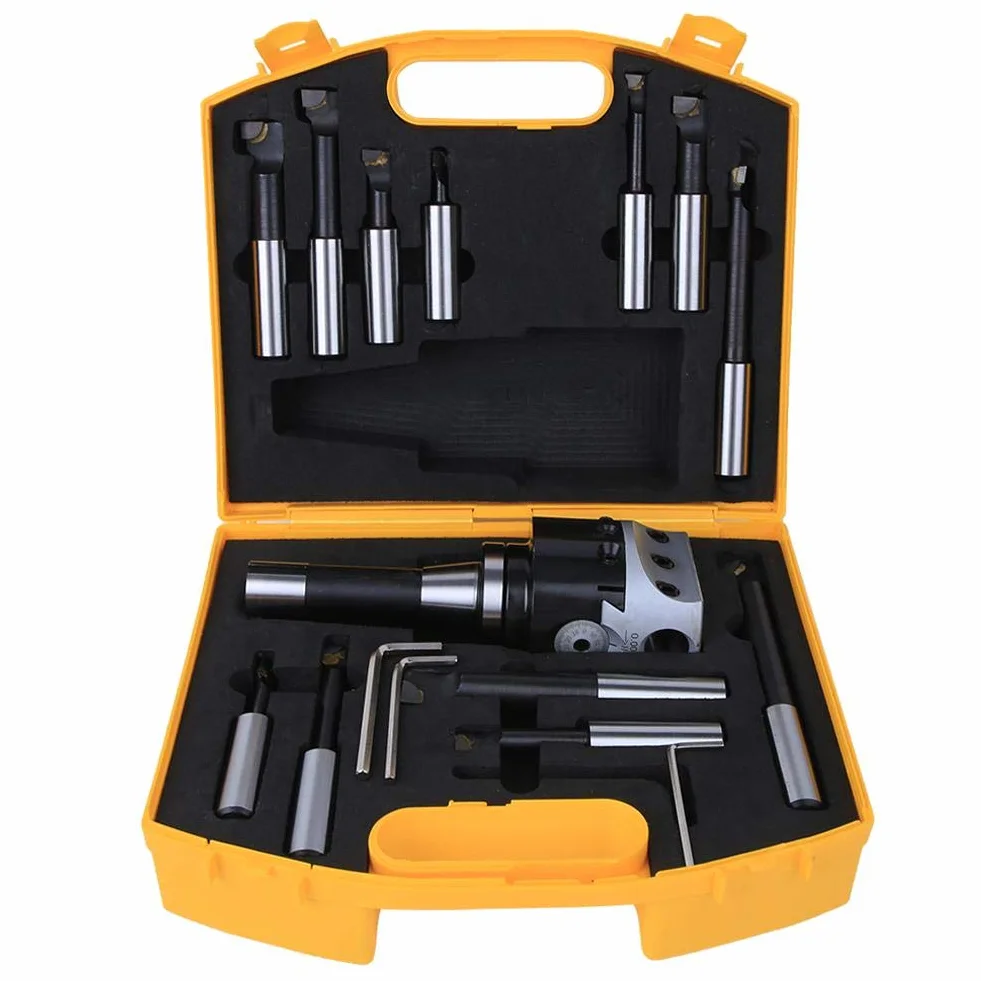 Boring Head Set, 12pcs Boring Cutters R8-F1-3/4 CNC Milling Tools Kits Made of 40CR Main Accessories of Boring And CNC Milling Machine