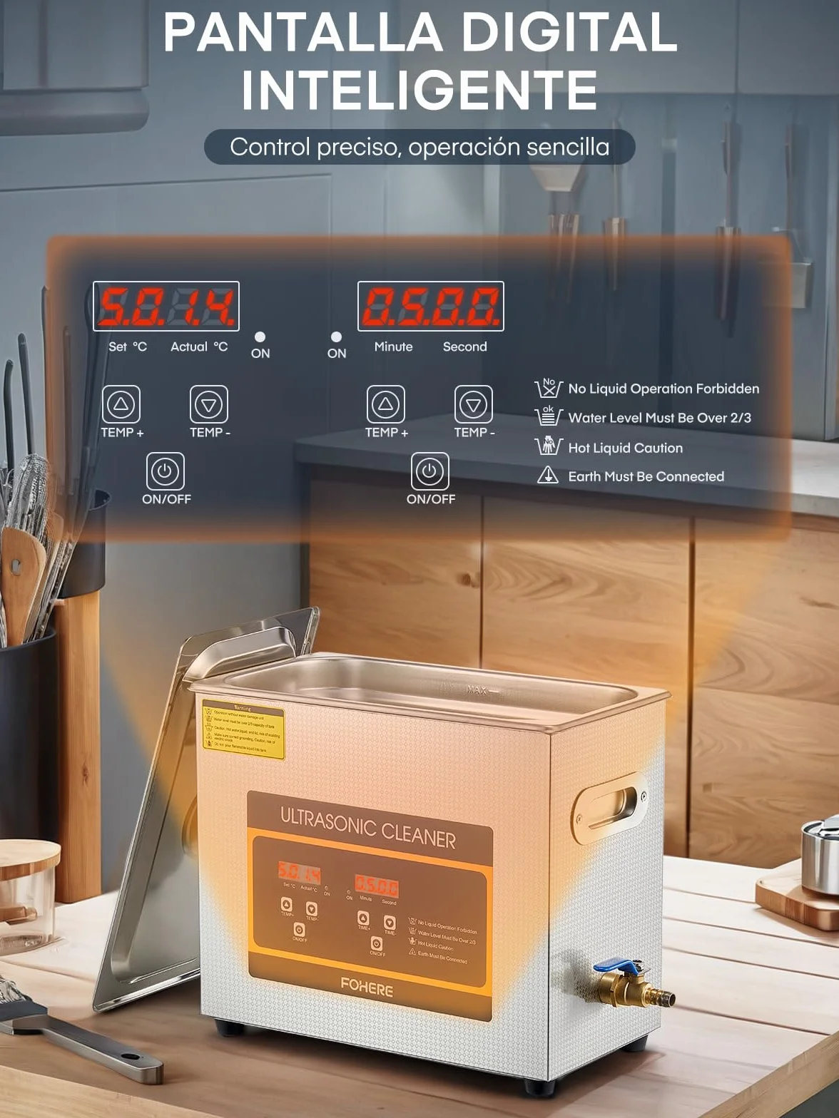 Pulitore ad Ultrasuoni Macchina 6,5 L, professionale ad ultrasuoni digitale con riscaldamento e temporizzatore, ideale per gioielli, Occhiali Orologi, ricambi auto valvole, laboratori (6.5L)