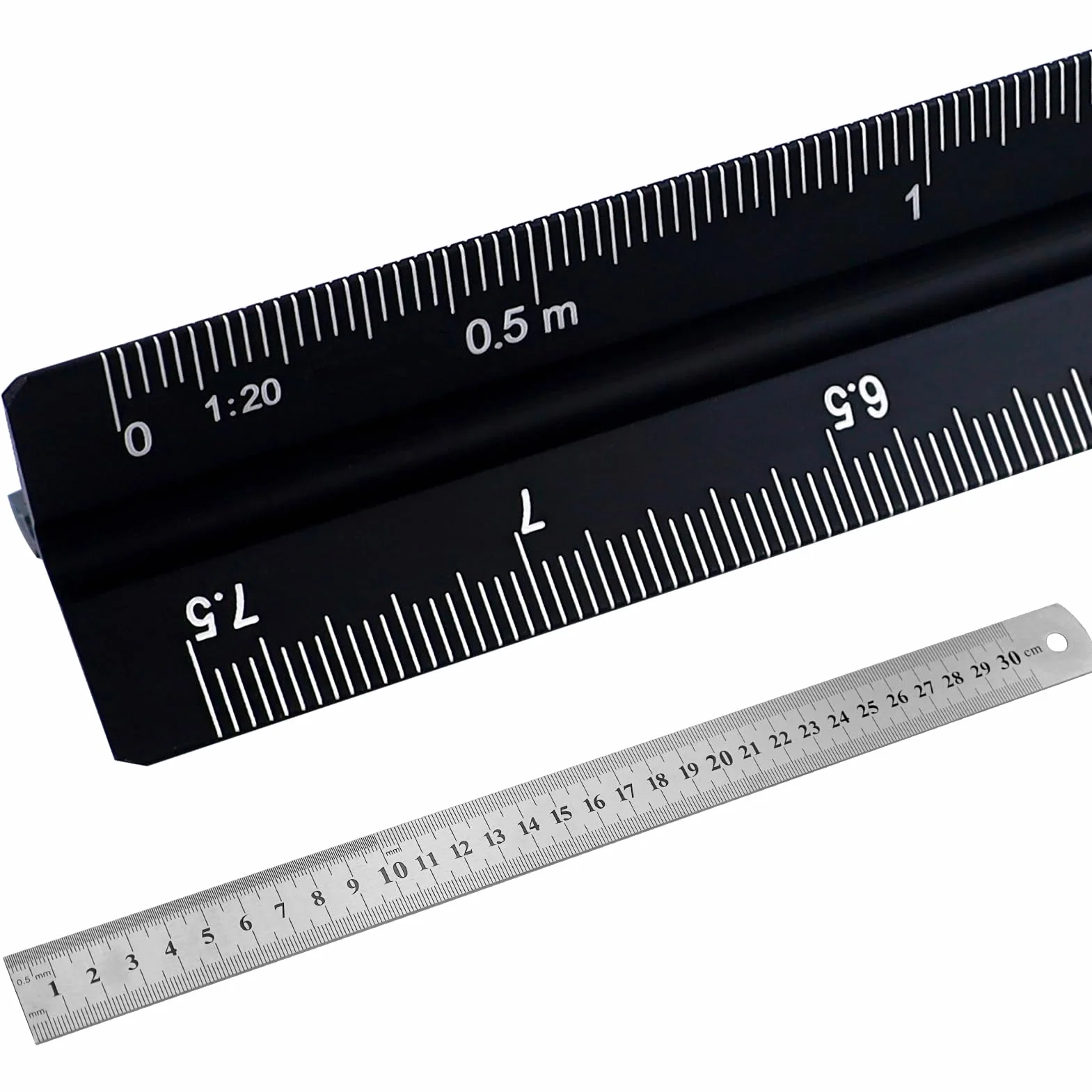Righello da architetti in alluminio triangolare 30 cm scala 1:20 1:25 1:50 1:75 1:100 1:125 acciaio inox