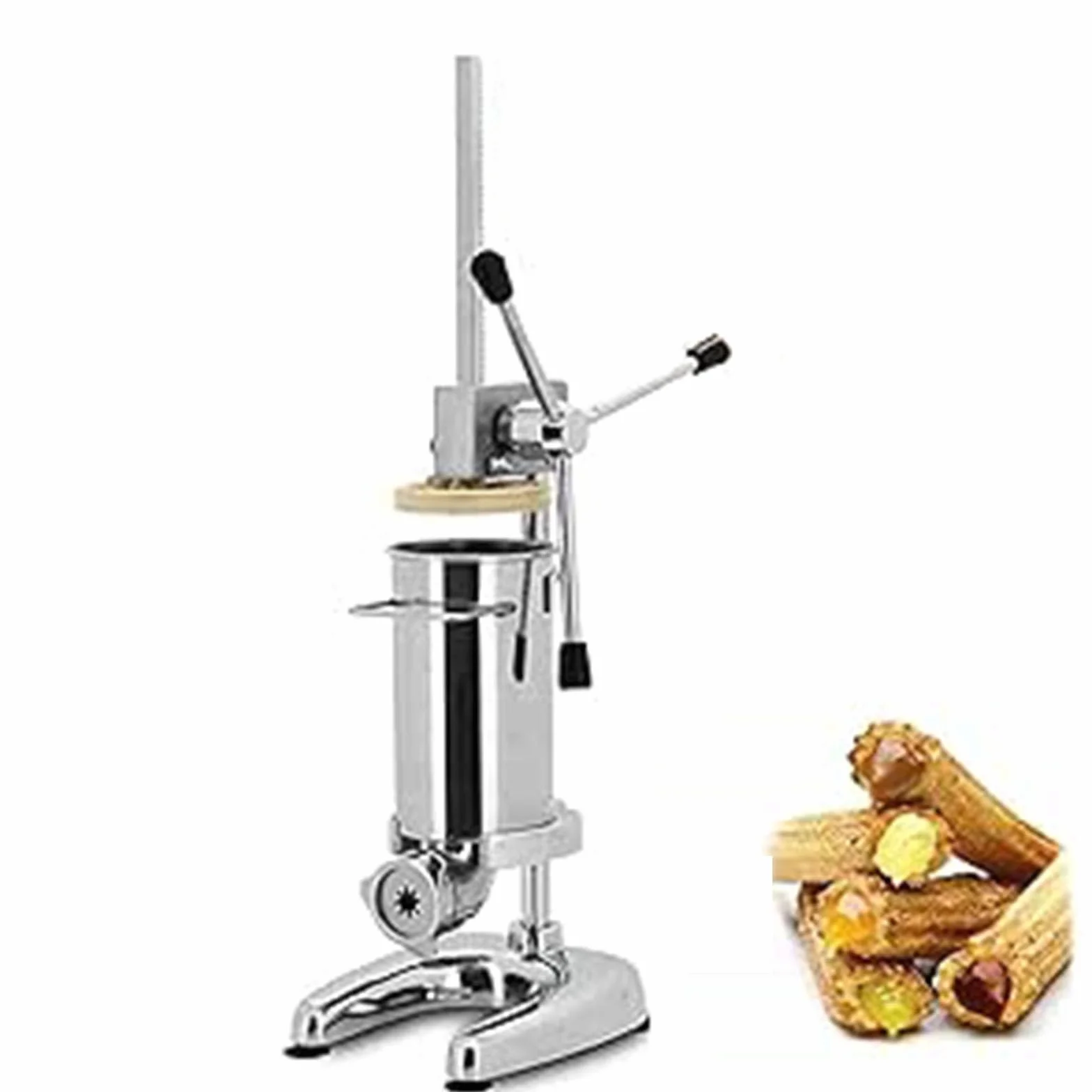 Macchina per Churros, 3L Commerciale Manuale Macchina per Churro Spagnola Macchina per Ciambelle Riempitrice Verticale in Acciaio Inossidabile Macchina per Dessert Macchina,3L