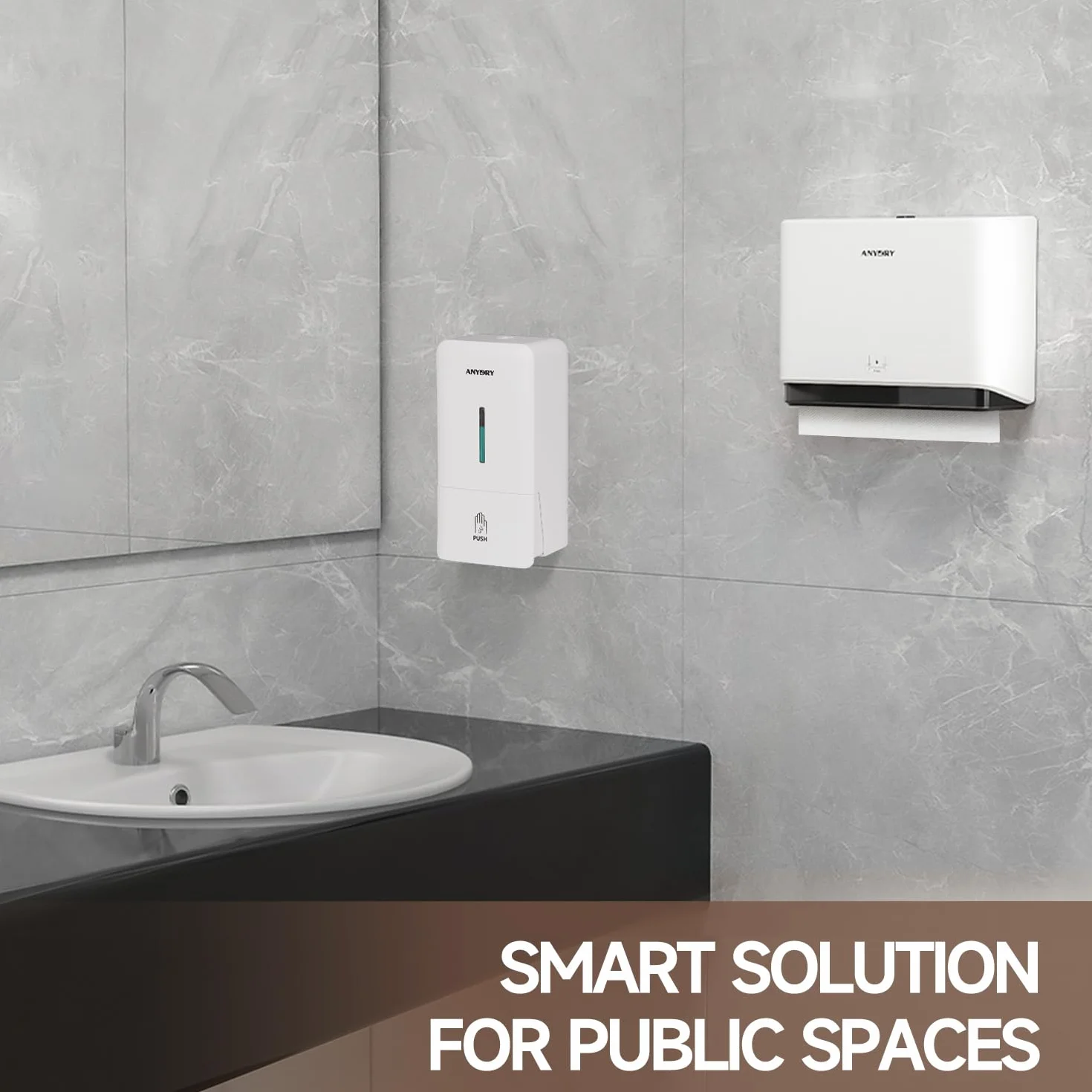 Anydry Dispenser di Asciugamani a Parete, Bianco, Plastica, Compatibile Piega a V e C, 25,4x7,9 cm, 200 Carta