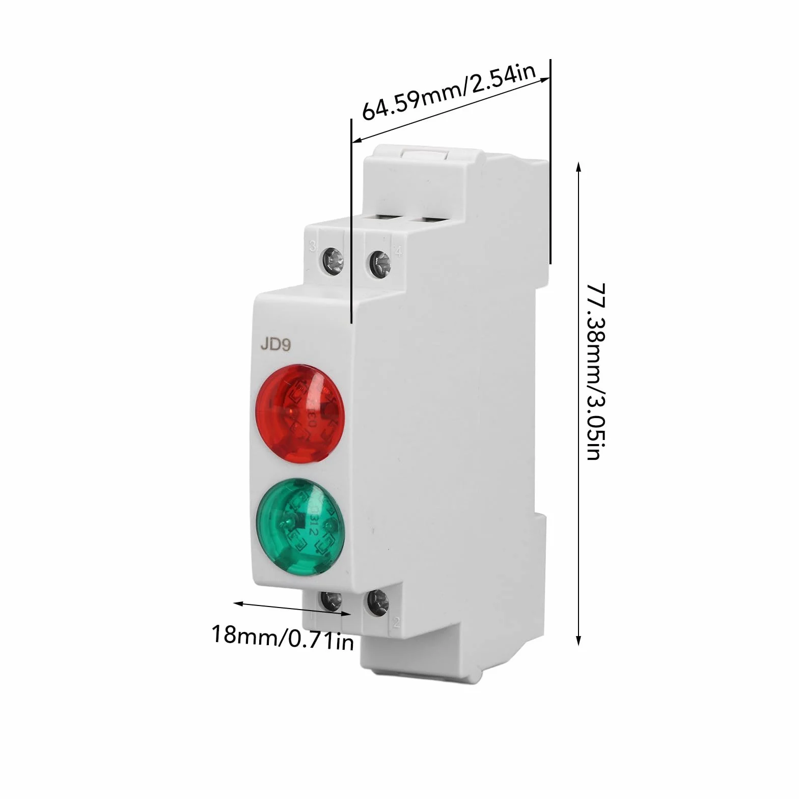 Indicatore LED su Din Rail Rosso Verde Modulare JD9 AC DC 20 mA
