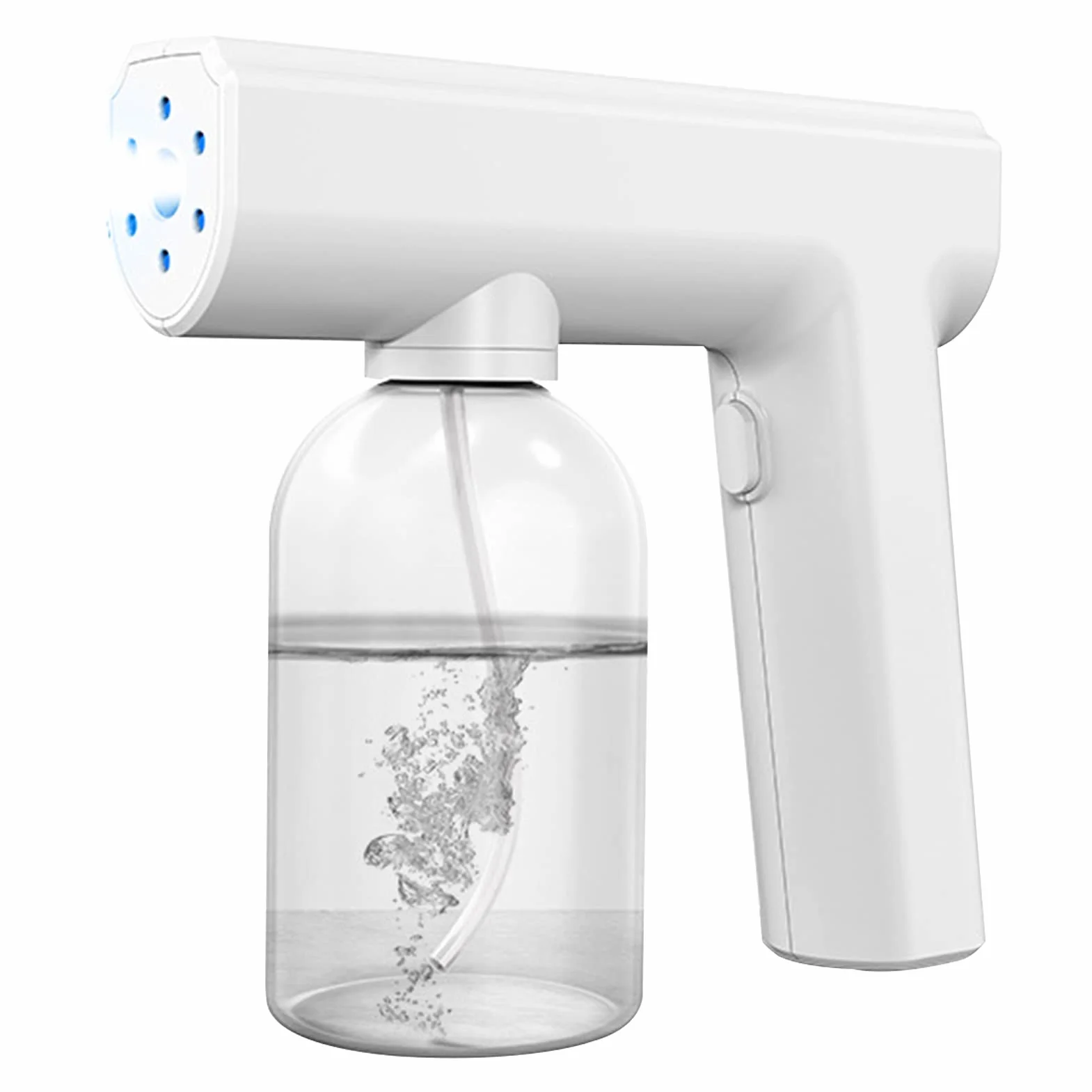Nano atomizzazione disinfettante pistola a spruzzo, senza fili luce blu sterilizzazione vapore macchina nebbia (bianco)