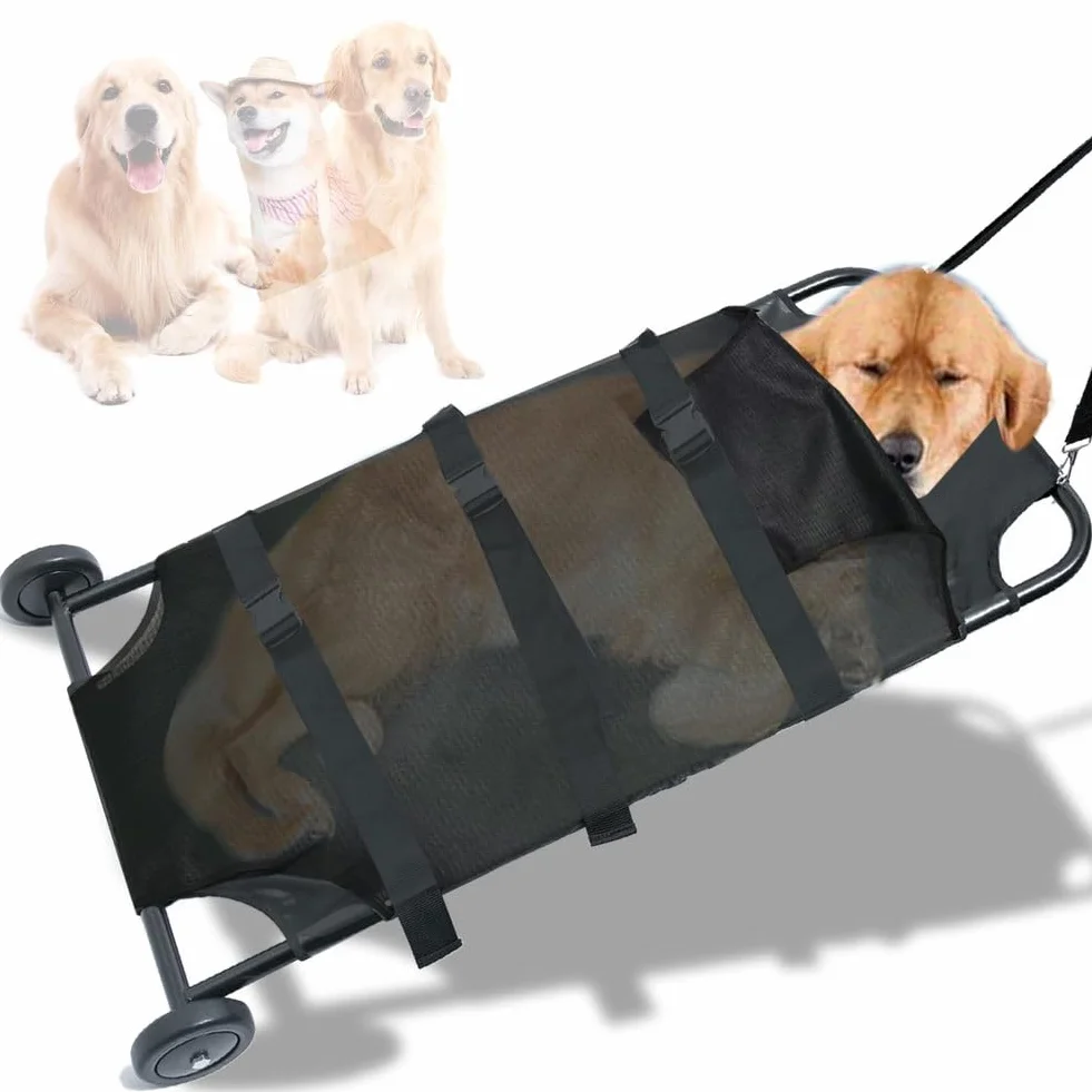 Barella per Cani di Taglia Grande 250lbs 122x66cm con Ruote silenziose barella veterinaria d'emergenza Carrello Trasporto Animali