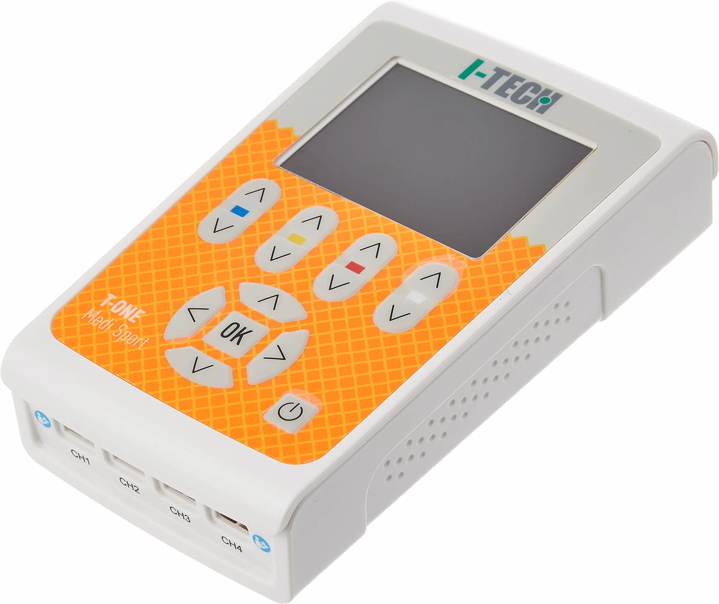 I-TECH T-One Medi Sport, Elettrostimolatore 4 Canali Indipendenti, Fino a 8 Elettrodi, Doppio Utente, Display a Colori Retroilluminato, Frequenza da 1 a 1200 Hz, Impulso da 20 a 450 µs