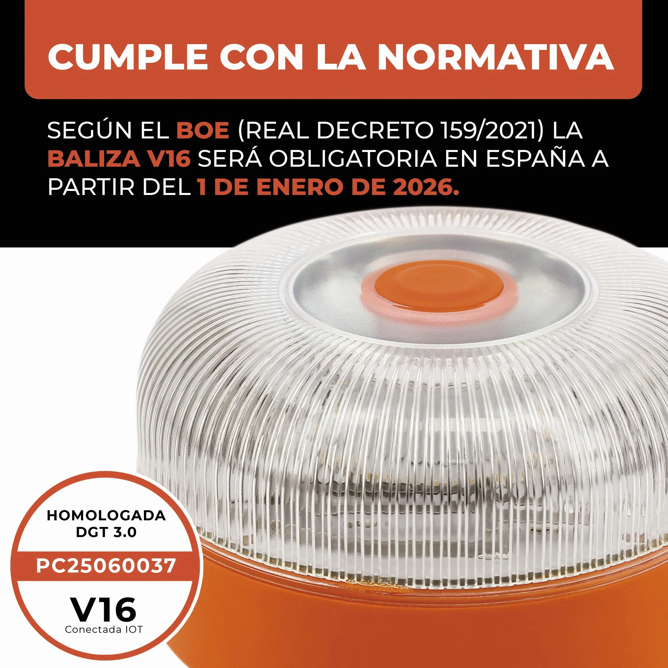 Luce di emergenza V16 con geolocalizzazione certificata e collegata con SIM DGT 3.0 Piano dati integrato incluso IP-54 Base magnetica con custodia inclusa