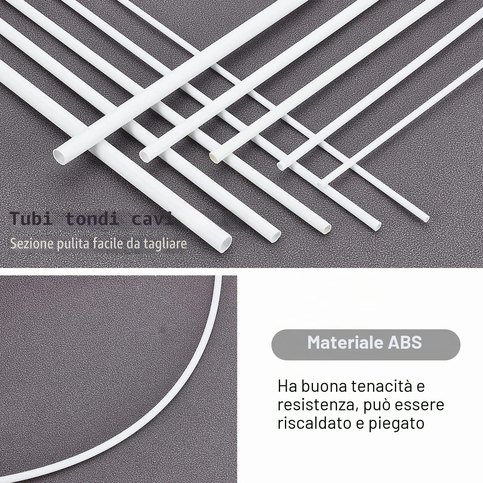 OLYCRAFT 30pz Tubi Rotondi Plastica ABS Lunghezza 300mm Aste Rotonde 3/4/5/6/8 mm Barre Cave per Fai Da Te