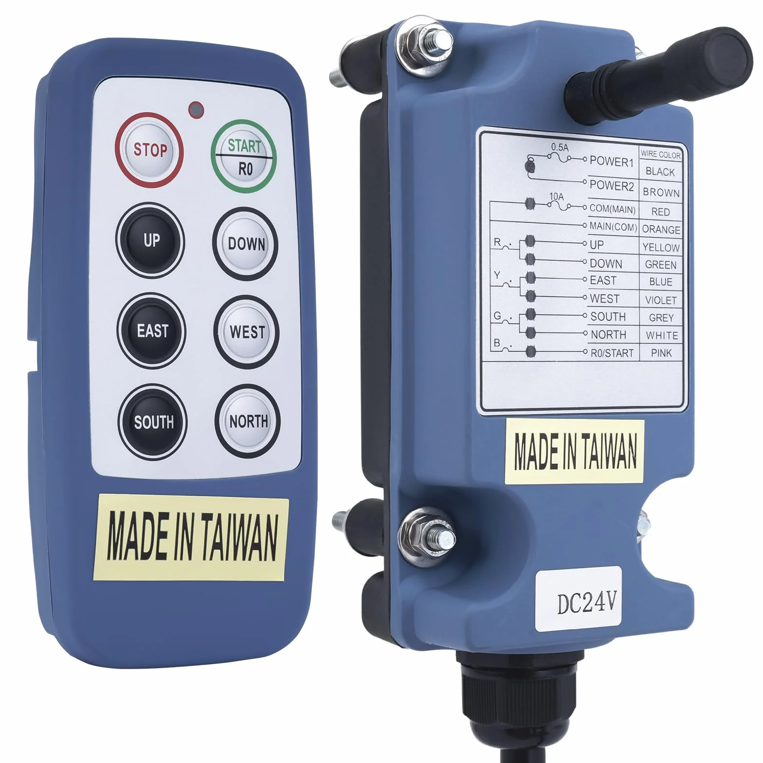 Saga-L8 Mini Telecomando per gru senza fili per gru a ponte 6 canali pulsanti Industriale Paranco elettrico Argano Radio Trasmettitore e ricevitore (1 trasmettitore 1 ricevitore, 12-24 V AC/DC)