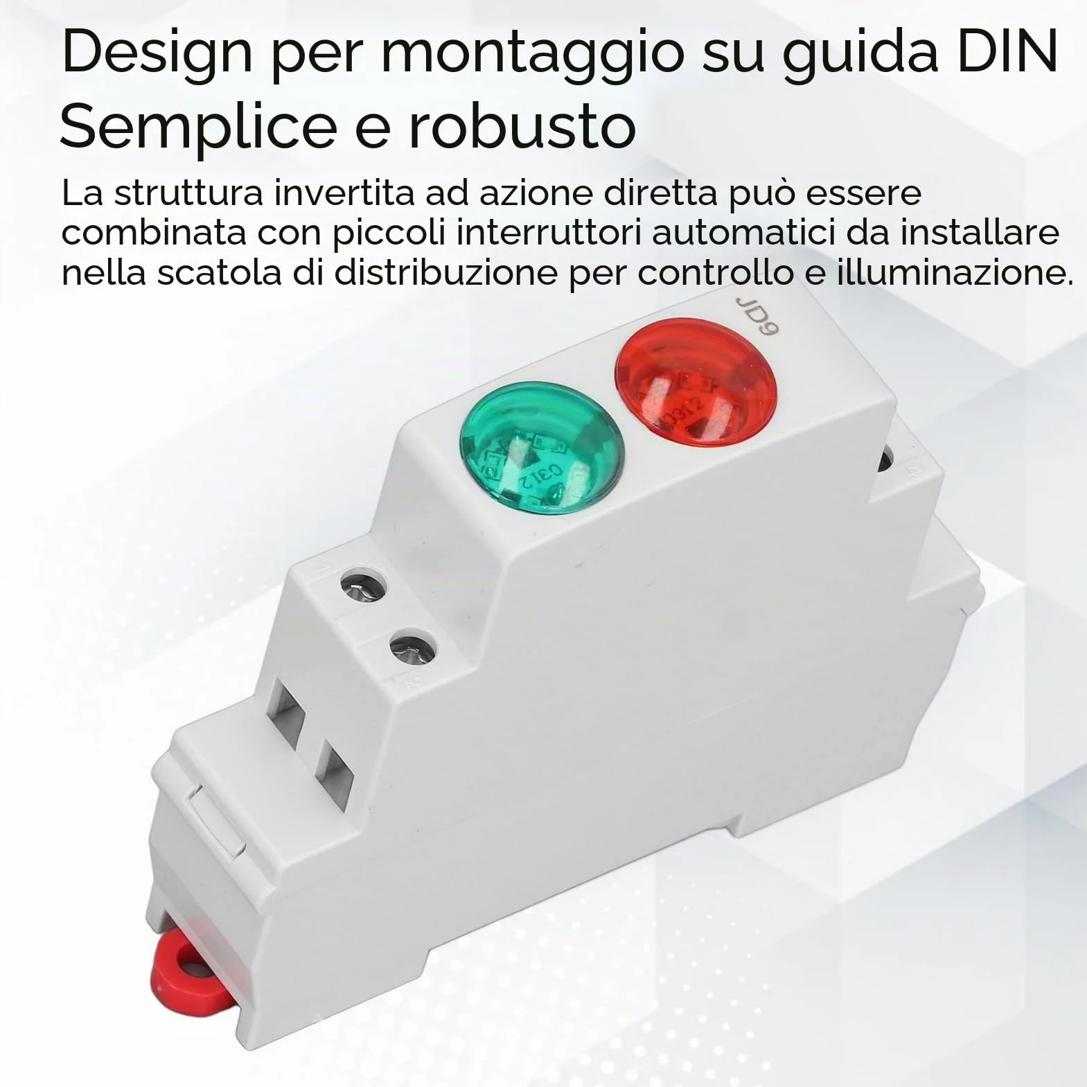 Indicatore LED su Din Rail Rosso Verde Modulare JD9 AC DC 20 mA