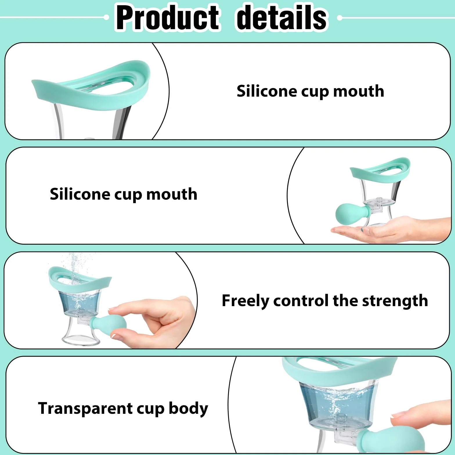 Bicchiere in silicone per gli occhi, tazza da bagno per gli occhi, pressione manuale dell'aria, pulitore per gli occhi portatile, strumento per la pulizia degli occhi, lenitivo per la rimozione degli