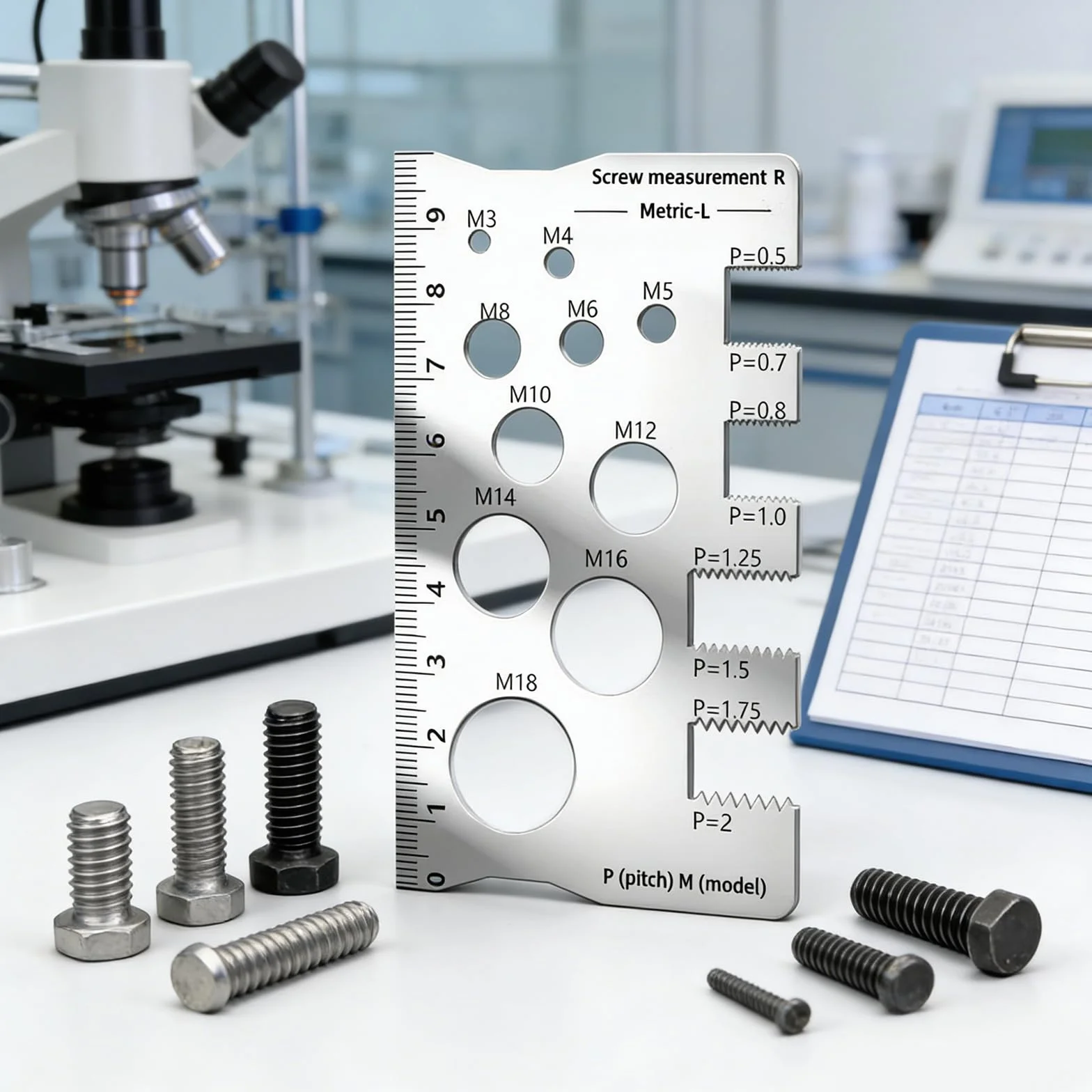 Misuratore di passo filettato multifunzione per misurare con precisione il diametro della vite, strumento di misurazione delle viti, tabella delle dimensioni delle viti