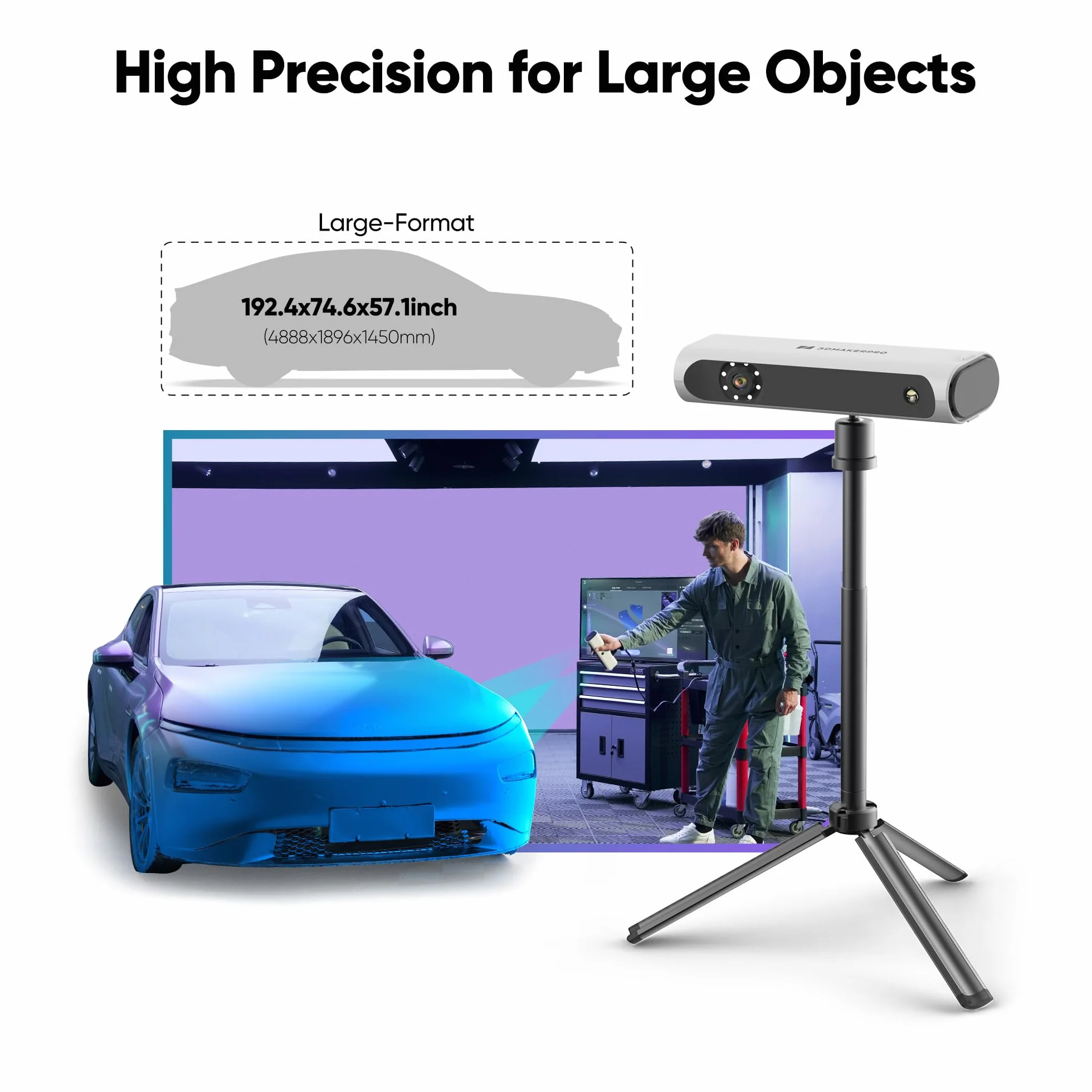 3DMakerpro Lynx Scanner 3D Precisione di 0,1 mm e velocità di scansione di 10 FPS Scanner 3D portatili con algoritmo di allineamento intelligente - Pacchetto Premium