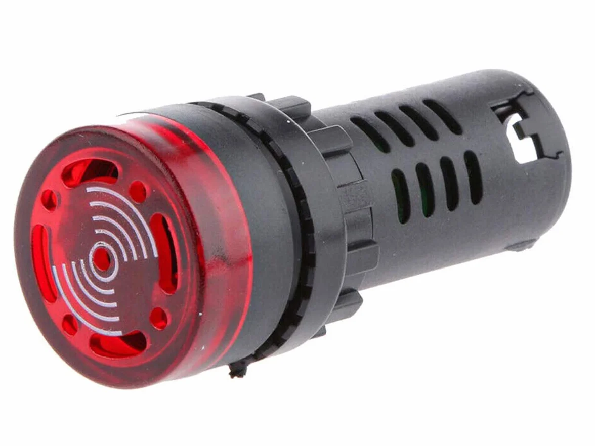 10 Pezzi Indicatore Led Rosso 12V AC/DC Buzzer Allarme Acustico Da Incasso Foro 22mm