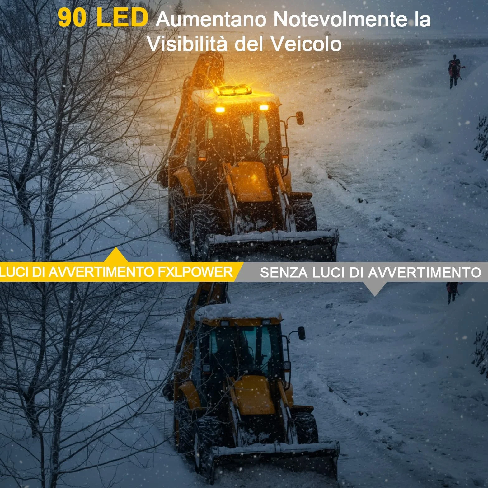 Lampeggiante Arancione a 90 LED con Magnete - Luce di Avvertimento 12V 24V, Cavo da 3 m, Impermeabile IP65, 16 Modalità per Camion, Attrezzature Edili, Agricoltura