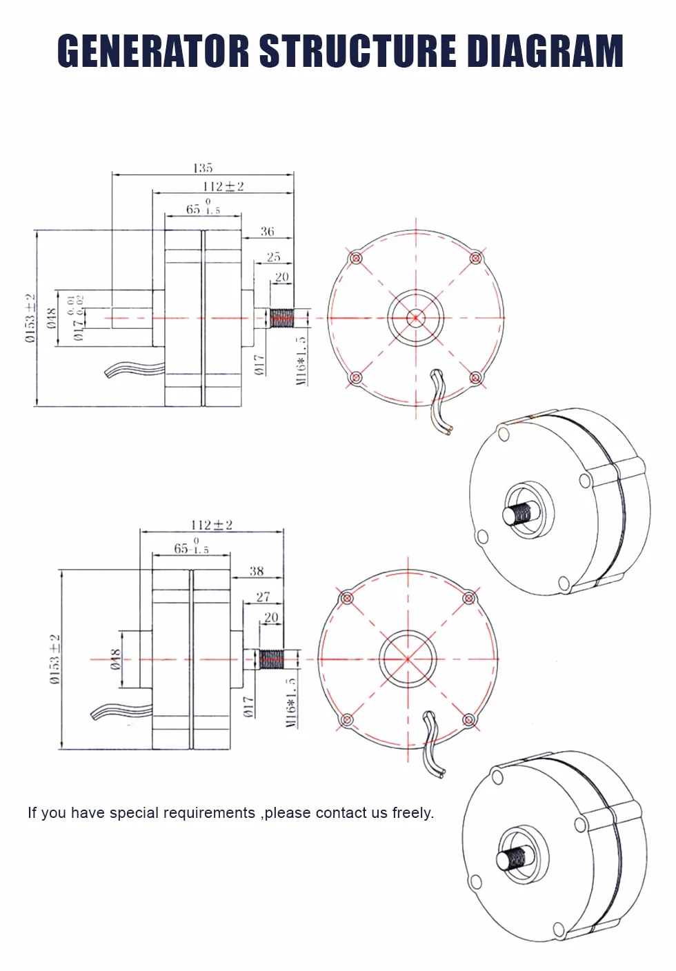 Motore sincrono senza ingranaggi a magneti permanenti in terre rare NdFeB, 12V 24V 48V, 600W, 750 giri/min, generatore a magneti permanenti trifase per turbina eolica orizzontale Generatore