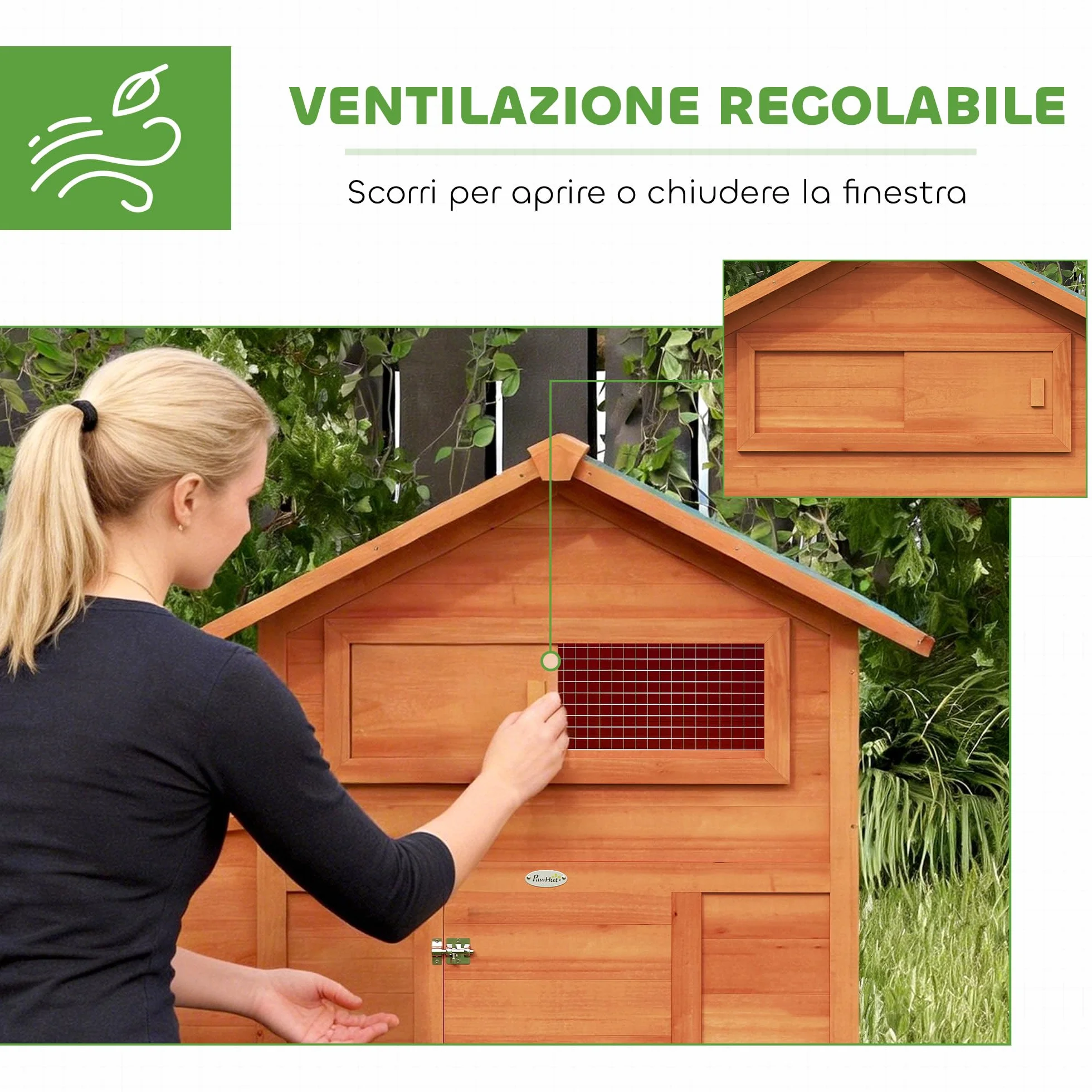 PawHut Pollaio in Legno con Nido, Pollaio per Galline Esterno, Tetto Impermeabile, Vassoio Estraibile, 2 Trespoli, Rampa, Finestra, Casetta per 2 Galline, Anatre, Giardino, 113.5x67.5x95.5cm,Arancione