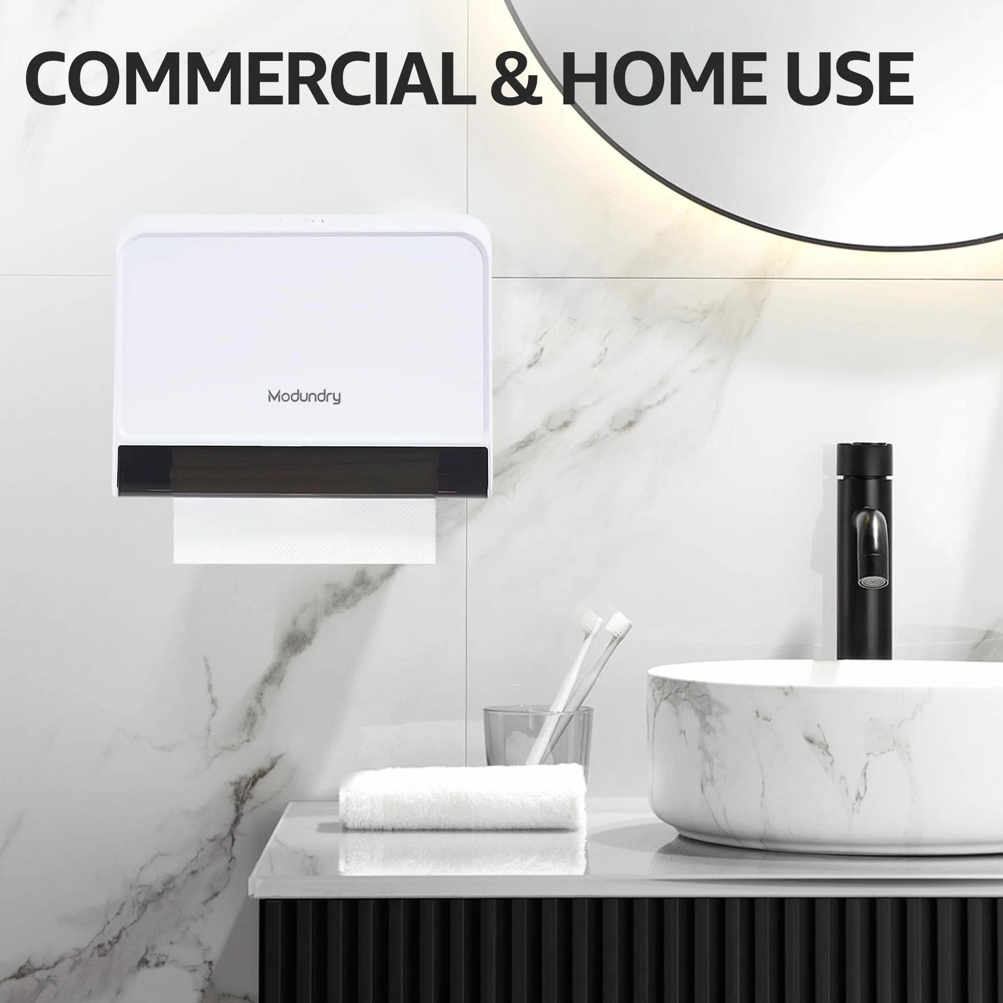 Distributore Salviette Carta Bagno da Muro, Dispenser Carta Asciugamani a Parete Commerciale Bianco 200 Fogli