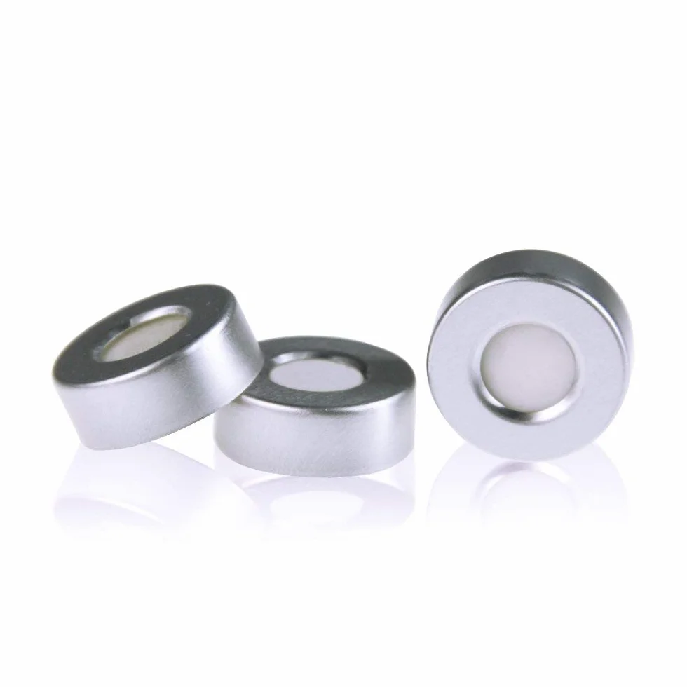 Tappo a Crimpare in Alluminio 20 mm, Guarnizione PTFE Naturale/Silicone Bianco per Fiale Spazio di Testa, Confezione da 100