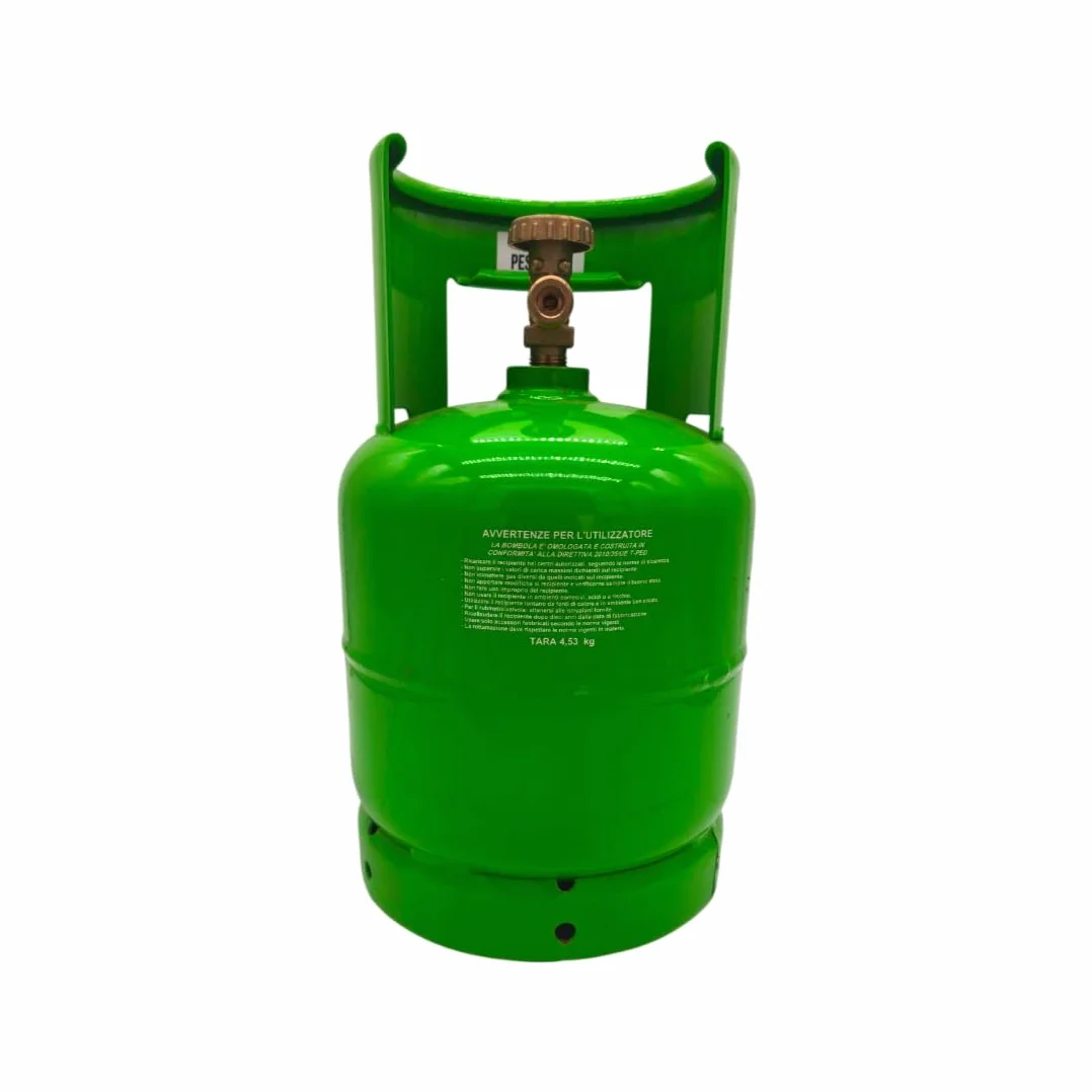 nr° 1 Bombola neutra vuota per stoccaggio gas refrigerante - capacità 7 Lt - completa di valvola monofase (gas) uscita 21,7 x 1/14 destro - Usata quasi nuova