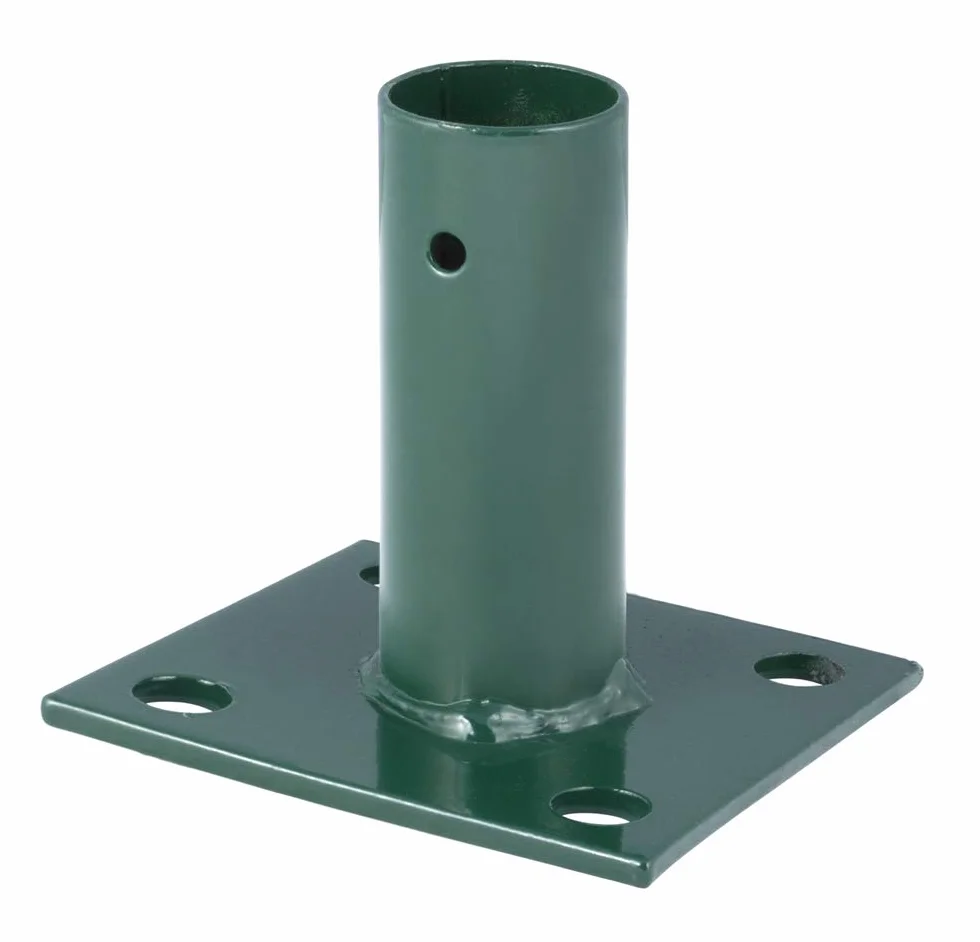 VERDELOOK | Piastra Manicotto a Base Quadrata e Supporto Rotondo Porta Palo, Cancello e Pannelli per Fissaggio a Terra, Verde, Diametro Interno 34 mm