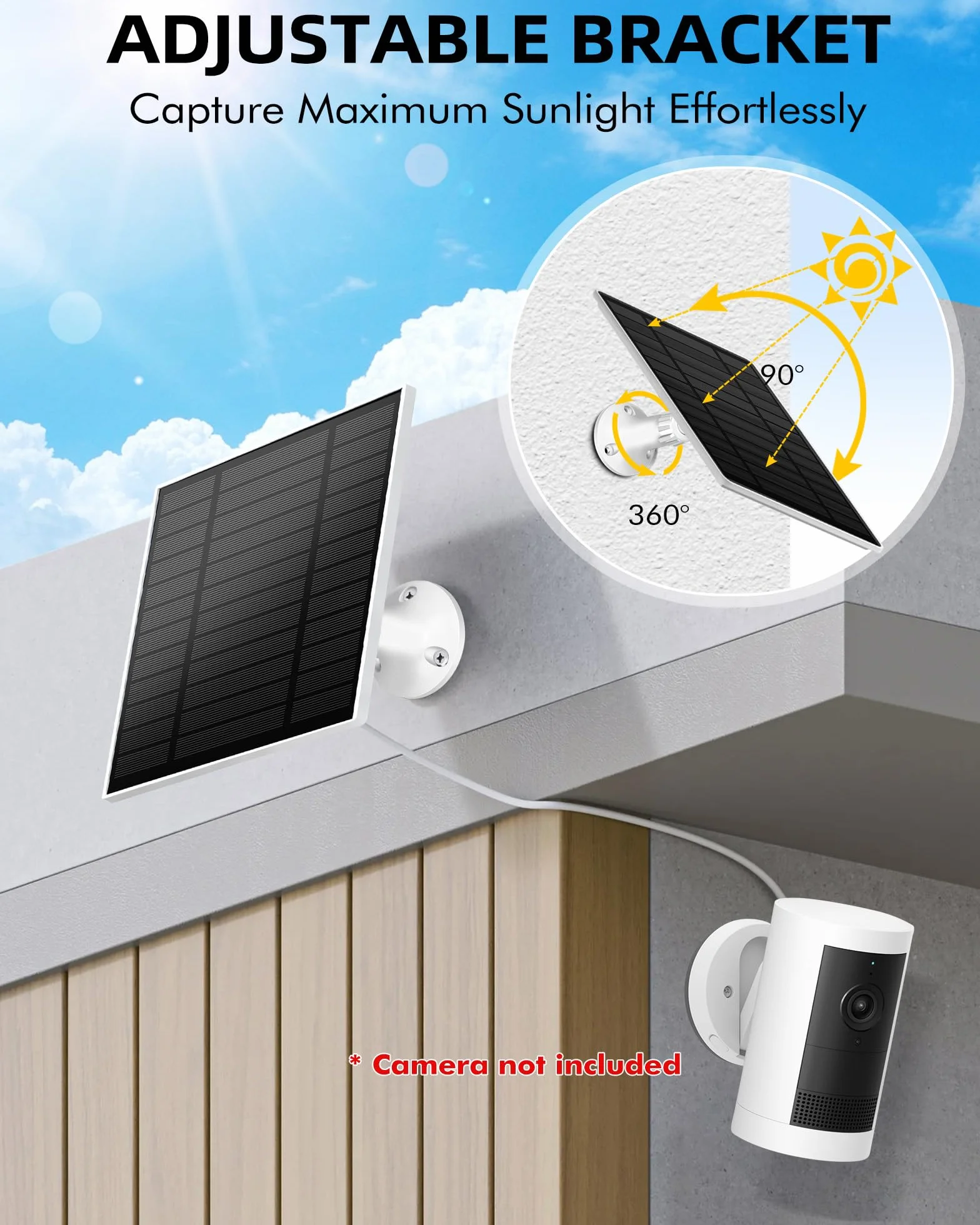 KEPEAK Small Solar Panel for Ring Camera Outdoor