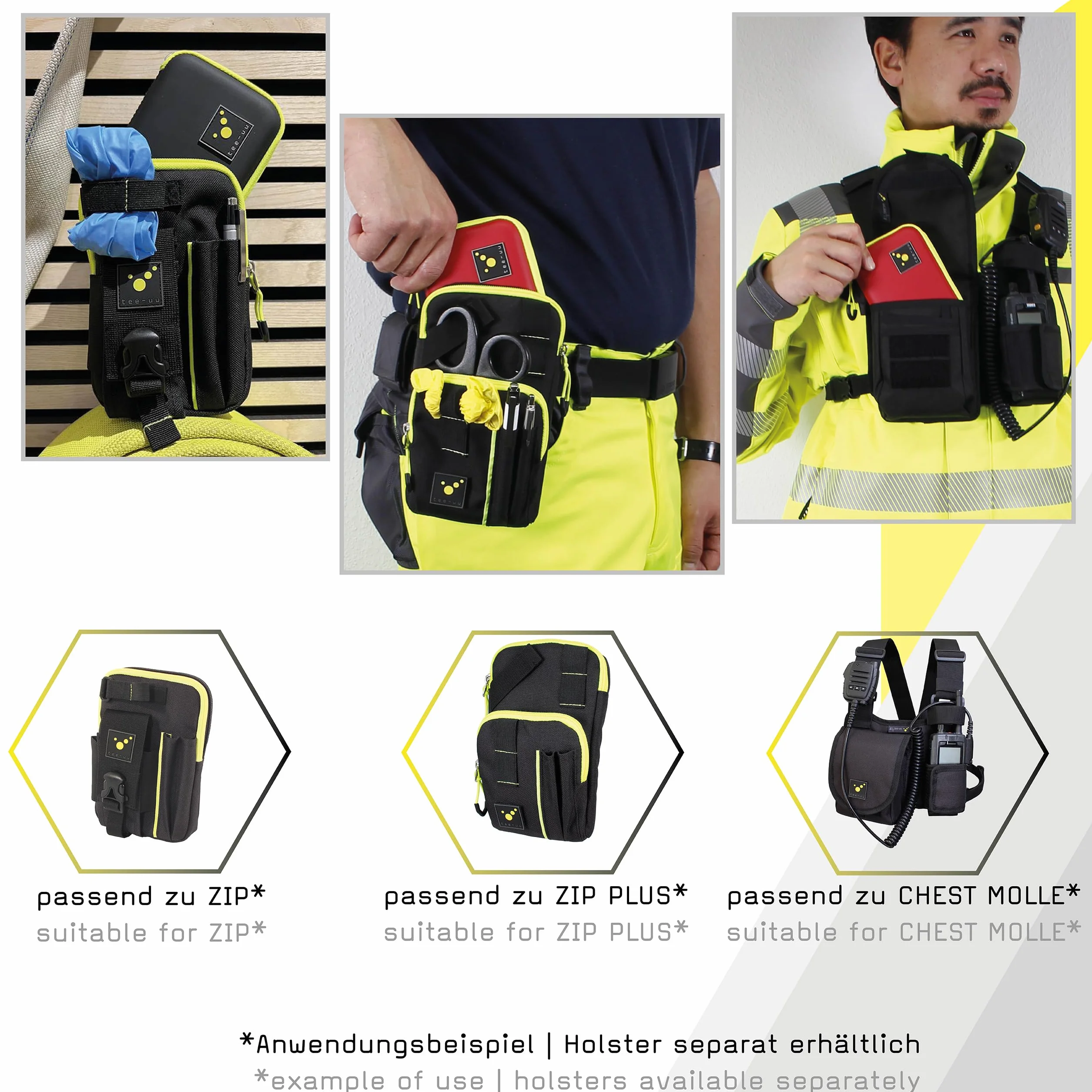 tee-uu AMPUSAFE Regular | 13 passanti elastici in due misure | robusti | compatti, Colore: rosso, Ampullarium