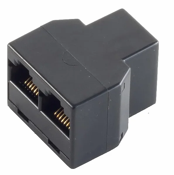 1aTTack.de Adattatore di accoppiamento RJ45 1x a 2x RJ45 con contatti placcati in oro, spina in plastica stampata, schermata, nera