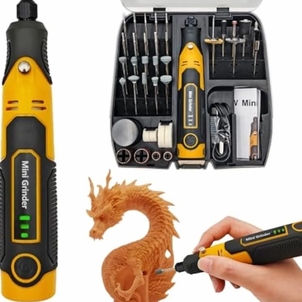 Kit di lucidatura per stampa 3D con 57 accessori, velocità regolabile, batteria ricaricabile e soluzione di archiviazione compatta