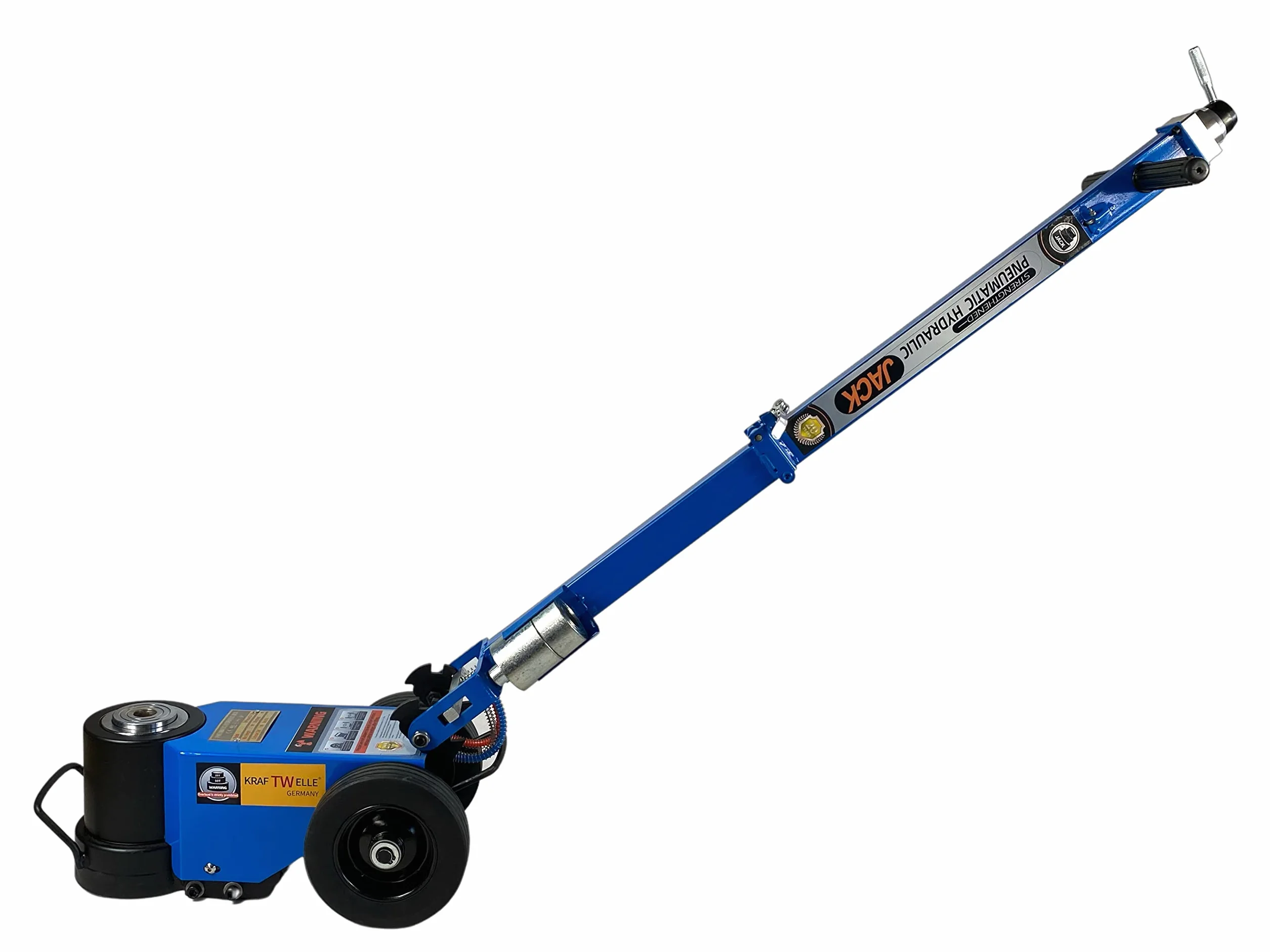 Cric idraulico a carrello Kraftwelle Power Wave 50 tonnellate ad aria compatto pieghevole per camion, agricoltura, veicoli commerciali, trattore