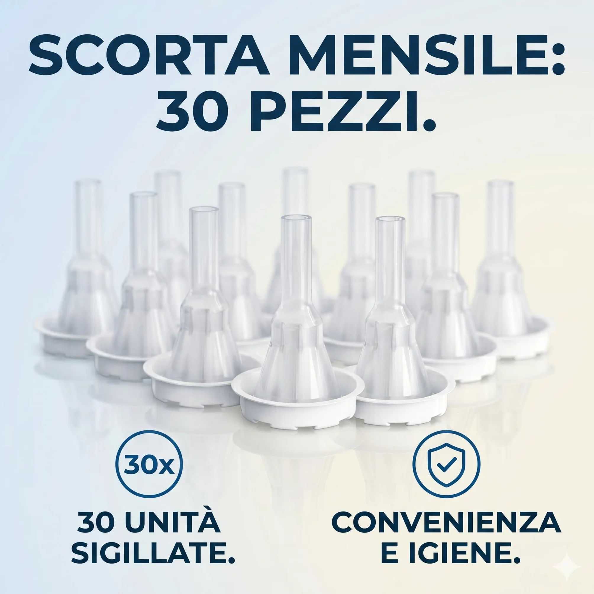 LAMONEA Set 30 Pezzi Catetere Esterno Uomo 100% Silicone, Made in Italy - Wide 25mm Autoadesivo, Guaina Pene - Incontinenza Maschile Latex Free (Wide, 25mm) - MECUL25