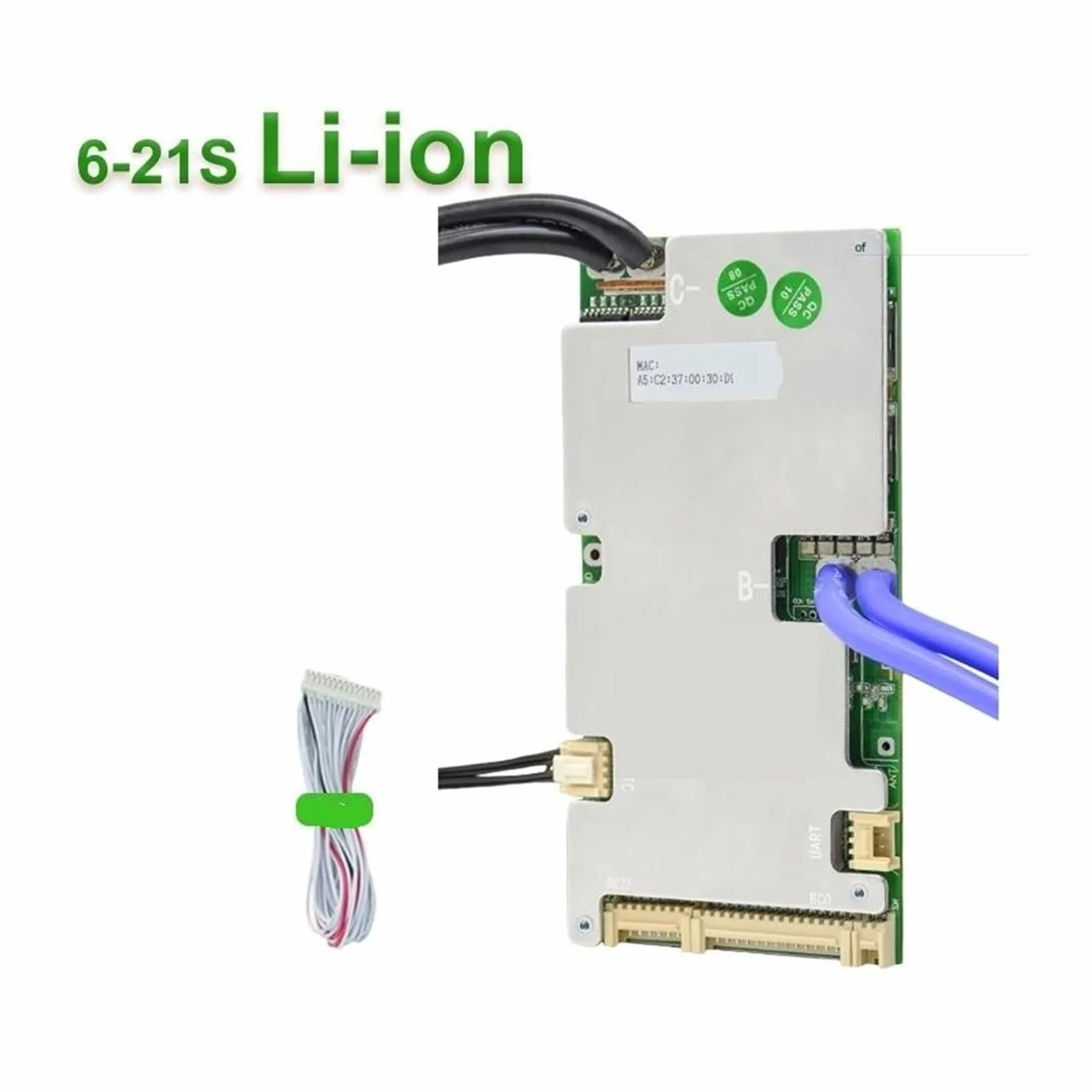 Piastra di protezione della batteria agli ioni di litio Bilanciatore BMS 6S 8S 10S 12S 14S 15S 16S 18S 20S 21S 22S BMS Lifepo4 100A 80A 50A 40A 24V 36V 48V 60V BT integrato con NTC(Li-ion 6-21S,80A UA