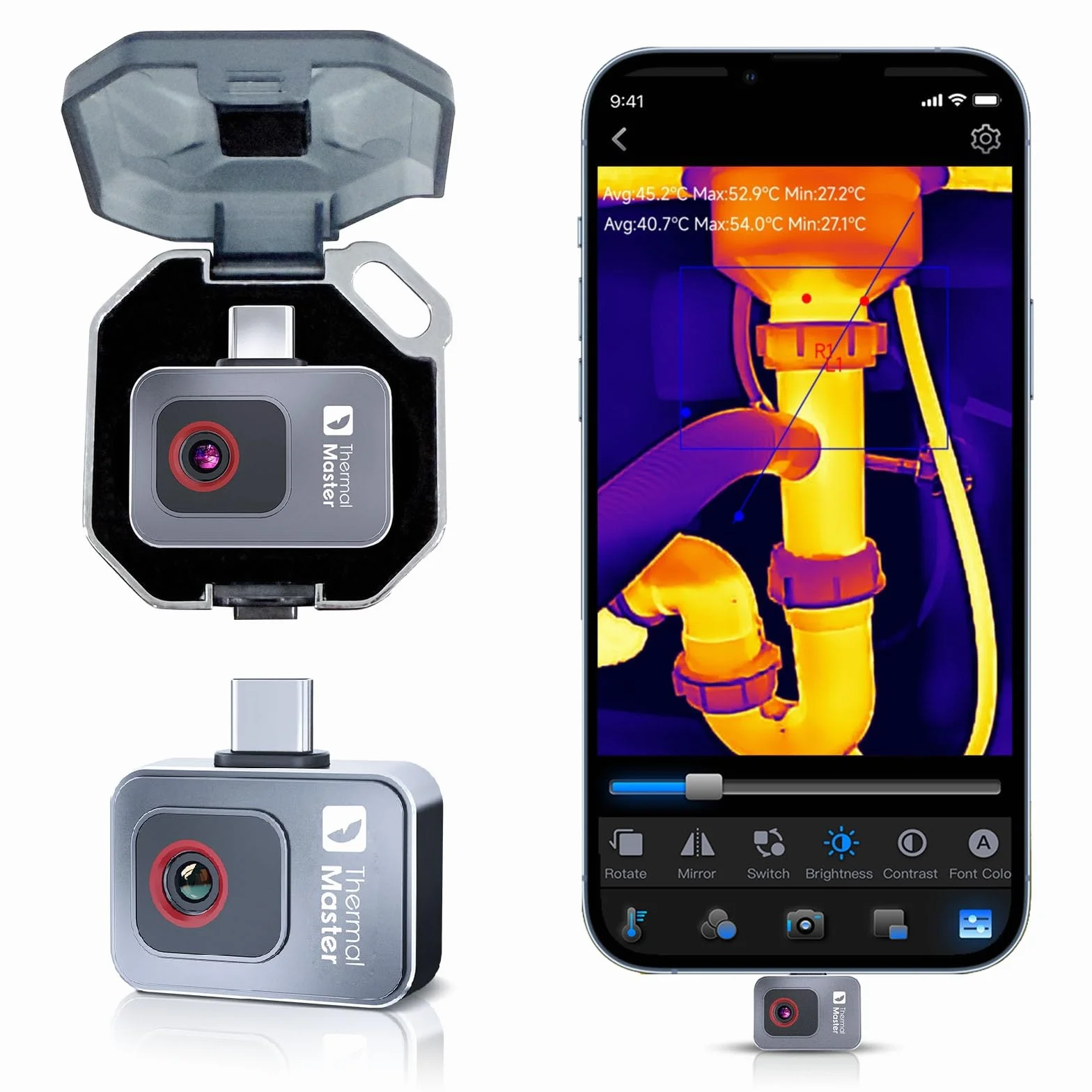 Thermal Master Termica P2 per Android Fotocamera a infrarossi Super Risoluzione (X³) 512 x 384 immagini termiche per ispezione domestica da -20 a 600 ℃ 15 x zoom, non per iPhone 15/16