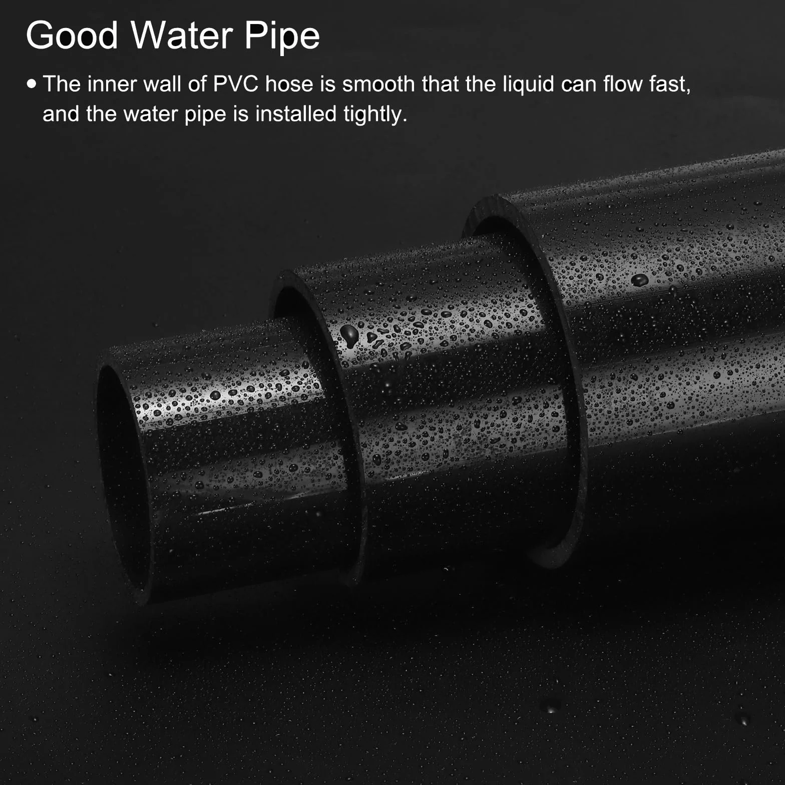 Sourcing Map Tubo rigido in PVC da 5 cm, diametro interno 45mm, diametro esterno 350 mm, nero, ad alto impatto, per tubi dell'acqua e artigianato, manicotto per cavi