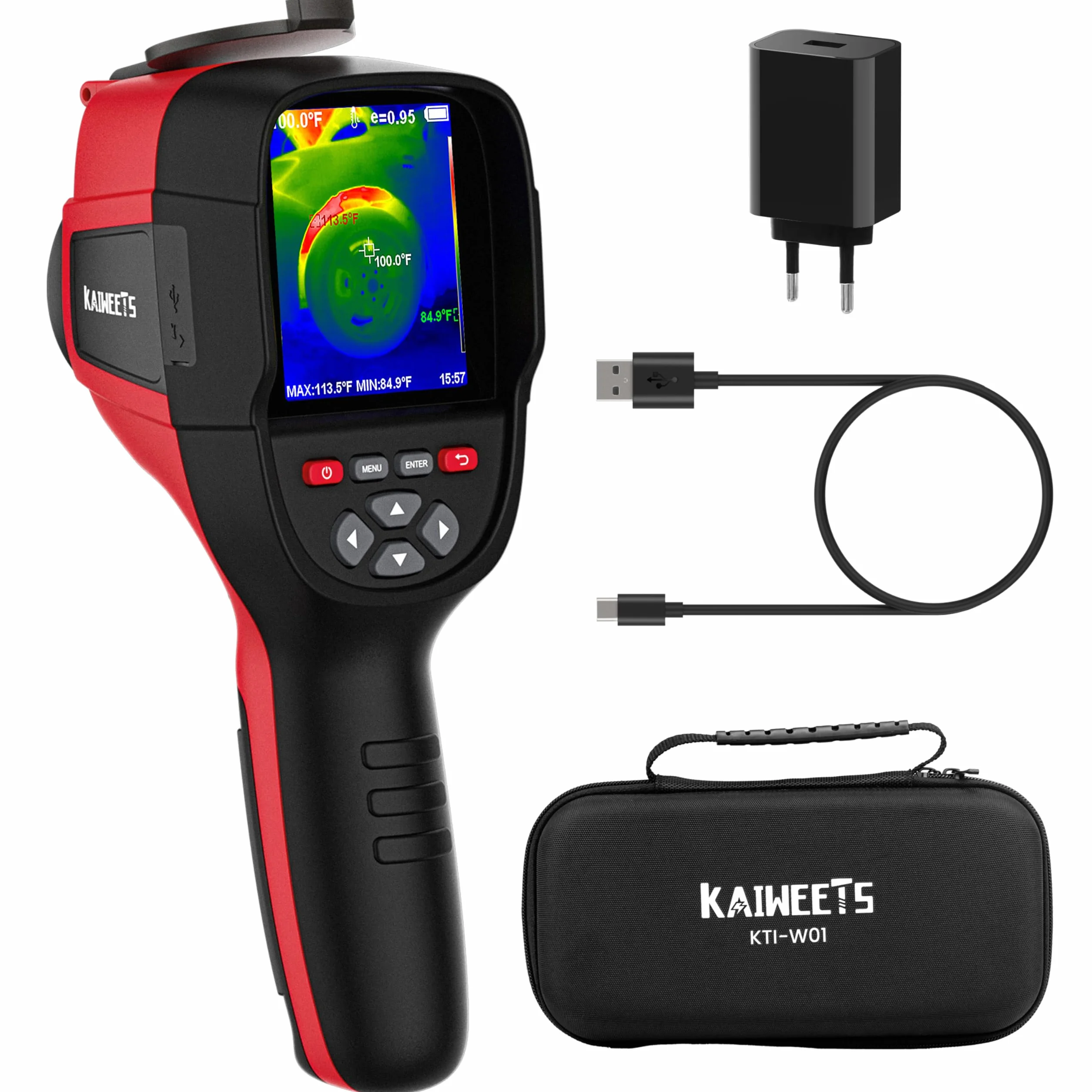 KAIWEETS Termocamera, 256 x 192 Pixel, Frequenza di Aggiornamento 25 Hz, Disponibile Nelle Modalità Infrarossi/Visibile Luce/Doppia Luce, Termocamera da -20℃ a +550℃ con Analisi PC/Registrazione Video