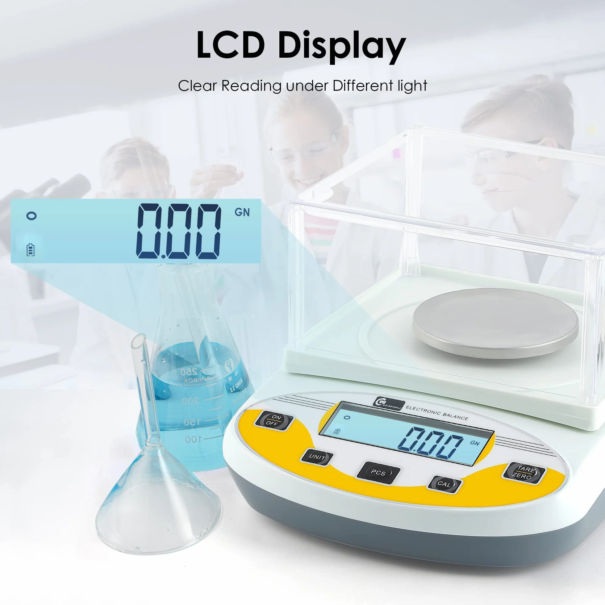 CGOLDENWALL Bilancia da laboratorio 0,001 g, bilancia analitica digitale per gioielli, bilancia scientifica elettronica di precisione, 1 mg, 110 V (500 g, 0,001 g)