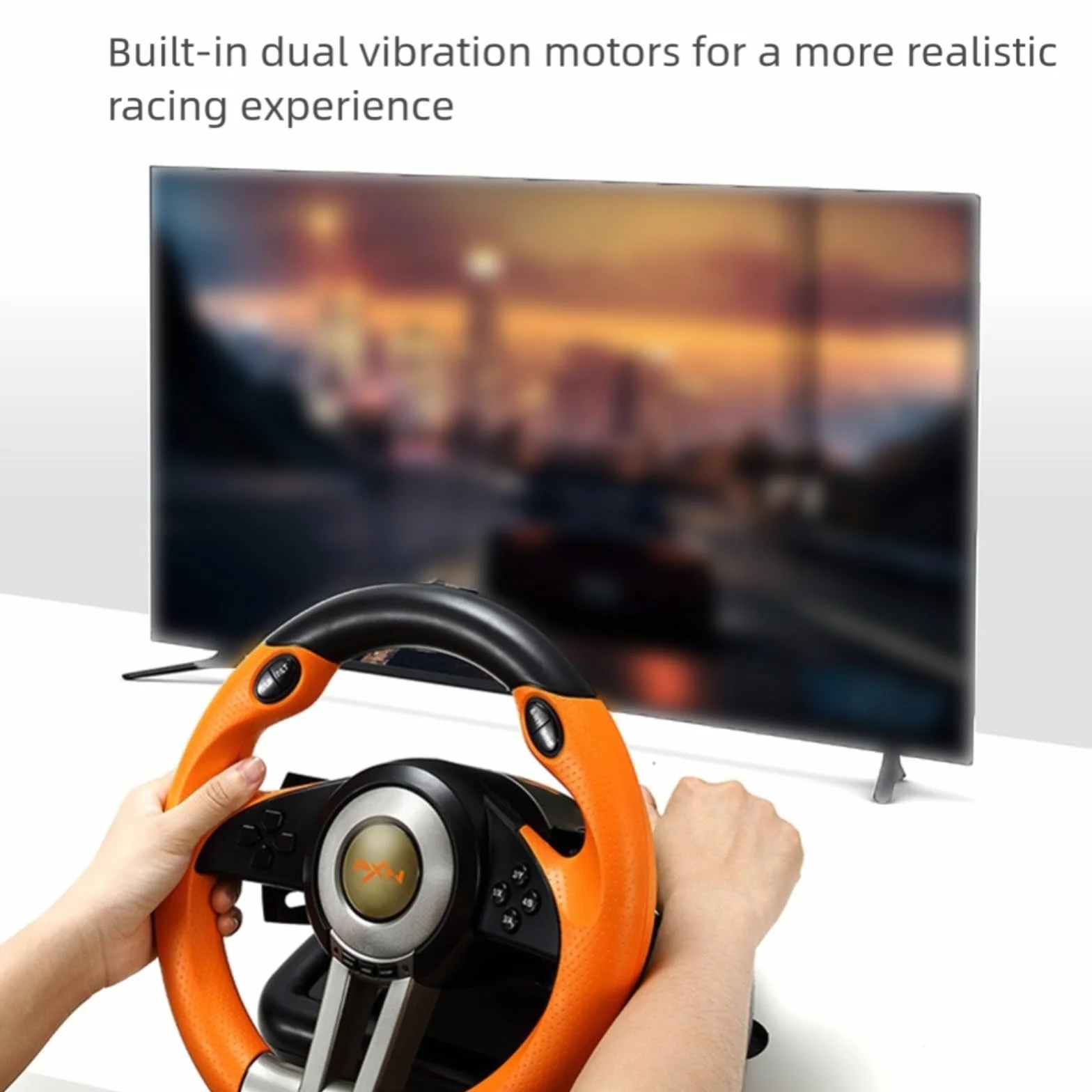 MoSundi Volante da gioco compatibile con PC per Nintendo Switch One, ABS per volante da corsa con pedali, impugnatura ergonomica, giochi di guida (nero)